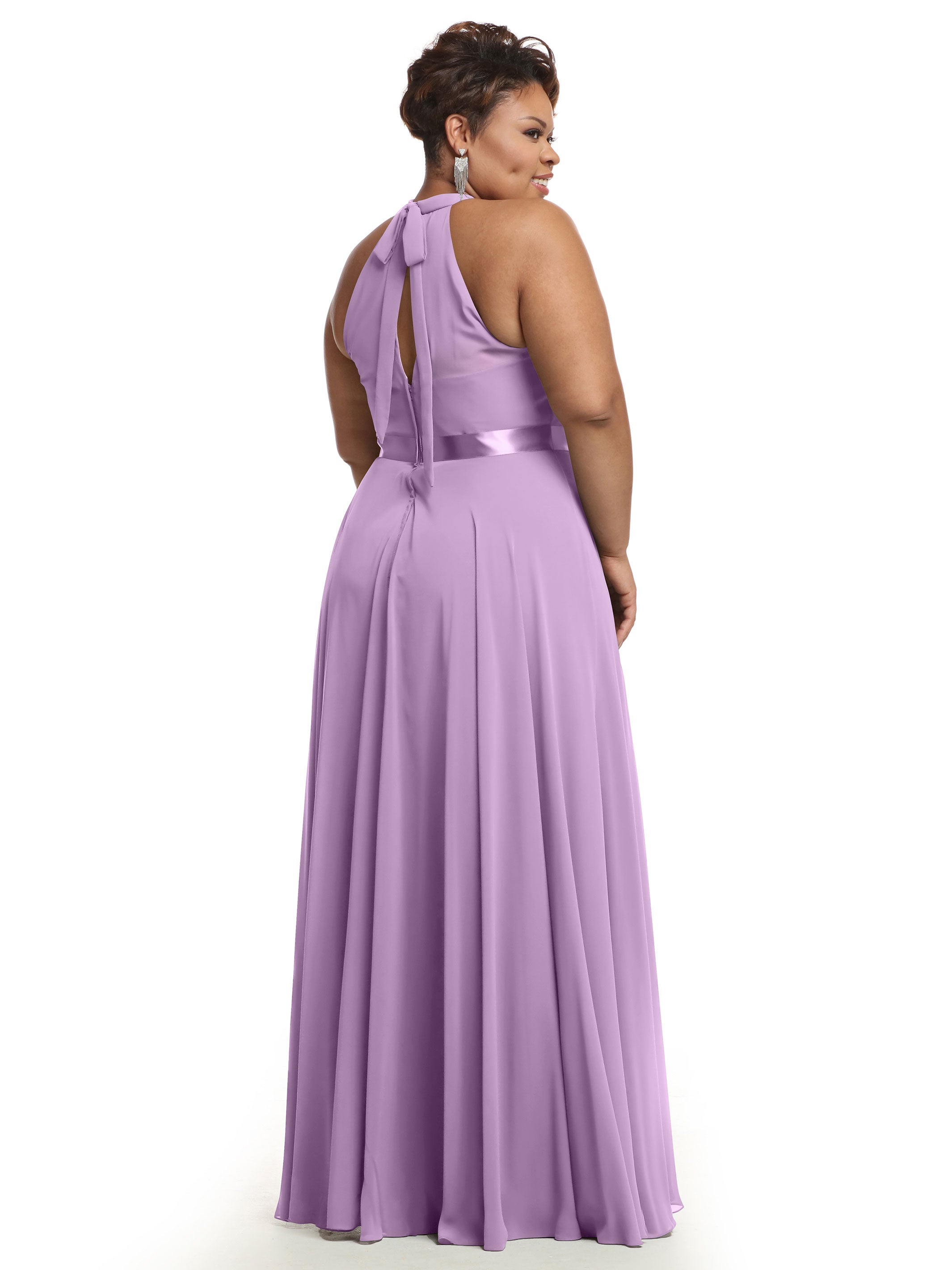 Elegant A-Line Chiffon Bridesmaid Dress with Halter Neckline - Perfect for Weddings, Formal Events & Special Occasions