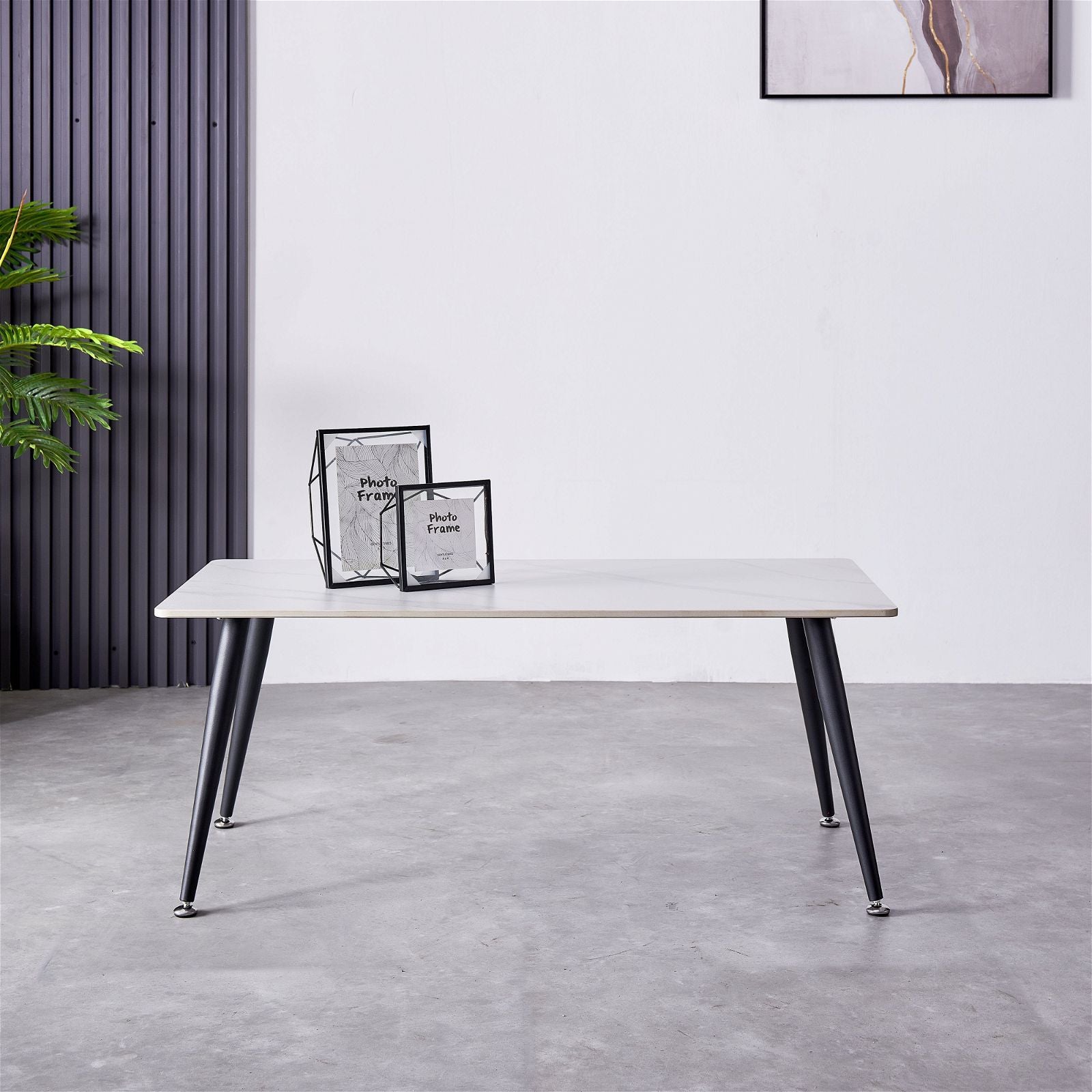 Criterionâ¢ White Sintered Stone Coffee Table with Sturdy Metal Legs - Modern Living Room Centerpiece for Home Decor