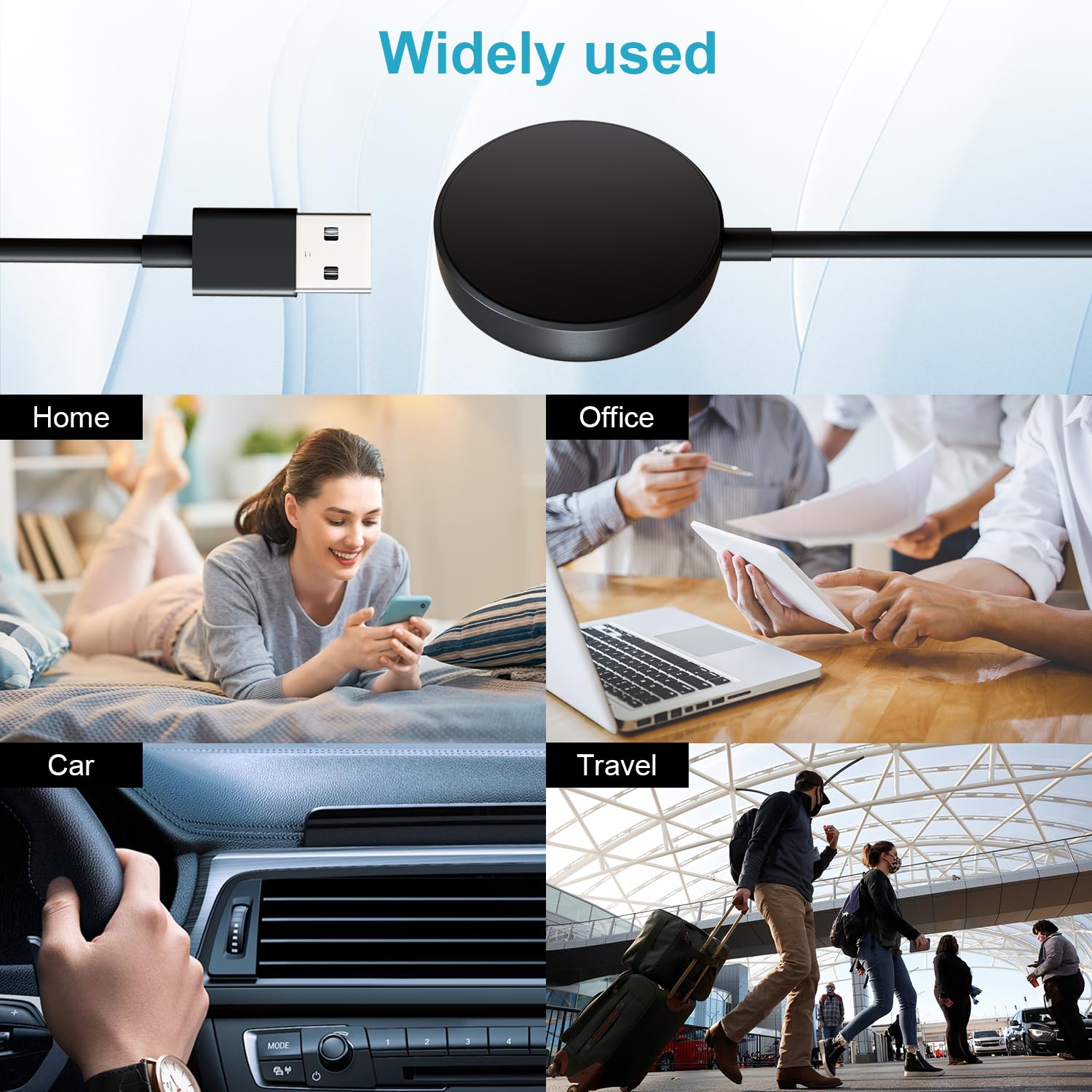 2 Pack Fast Charging Dock for Samsung Galaxy Watch 7/Ultra/6/6 Classic/5/5 Pro/4/4 Classic/3 & Active 2 - 120cm Magnetic Charging Cable - Perfect for Home, Office & Travel Accessories