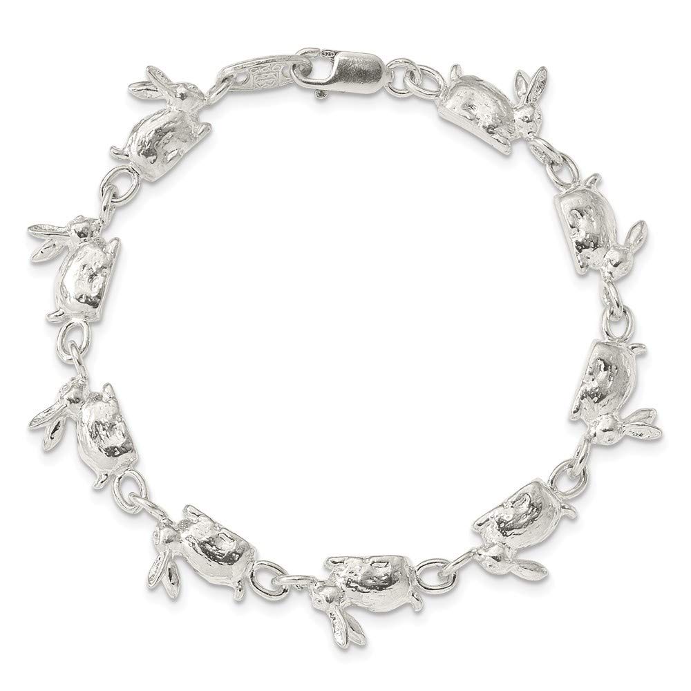 Roy Rose Jewelry Sterling Silver Rabbit Charm Bracelet - 7 Inch Adjustable Length for Women - Perfect Gift for Birthday, Anniversary & Everyday Wear