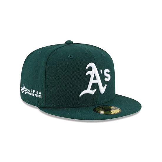 Oakland Athletics Alpha Industry Green 59FIFTY Fitted Baseball Cap for Men - Perfect for Game Day, Sports Events & Casual Wear