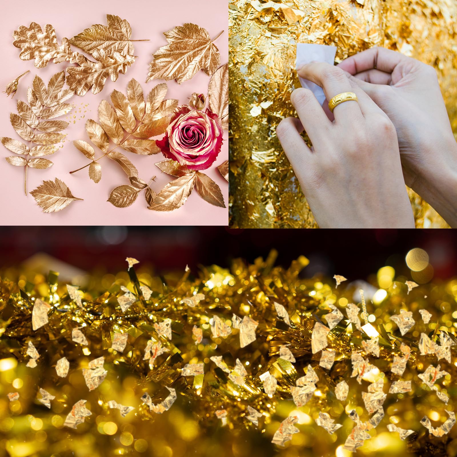 Premium 1000 Sheets Imitation Gold Leaf Foil - 5.5x5.5 Inch (14x14cm) Gold Foil Paper for DIY Gilding, Painting, Furniture Decoration & Craft Projects - Perfect for Art, Home Decor, Wedding Invitations & Scrapbooking