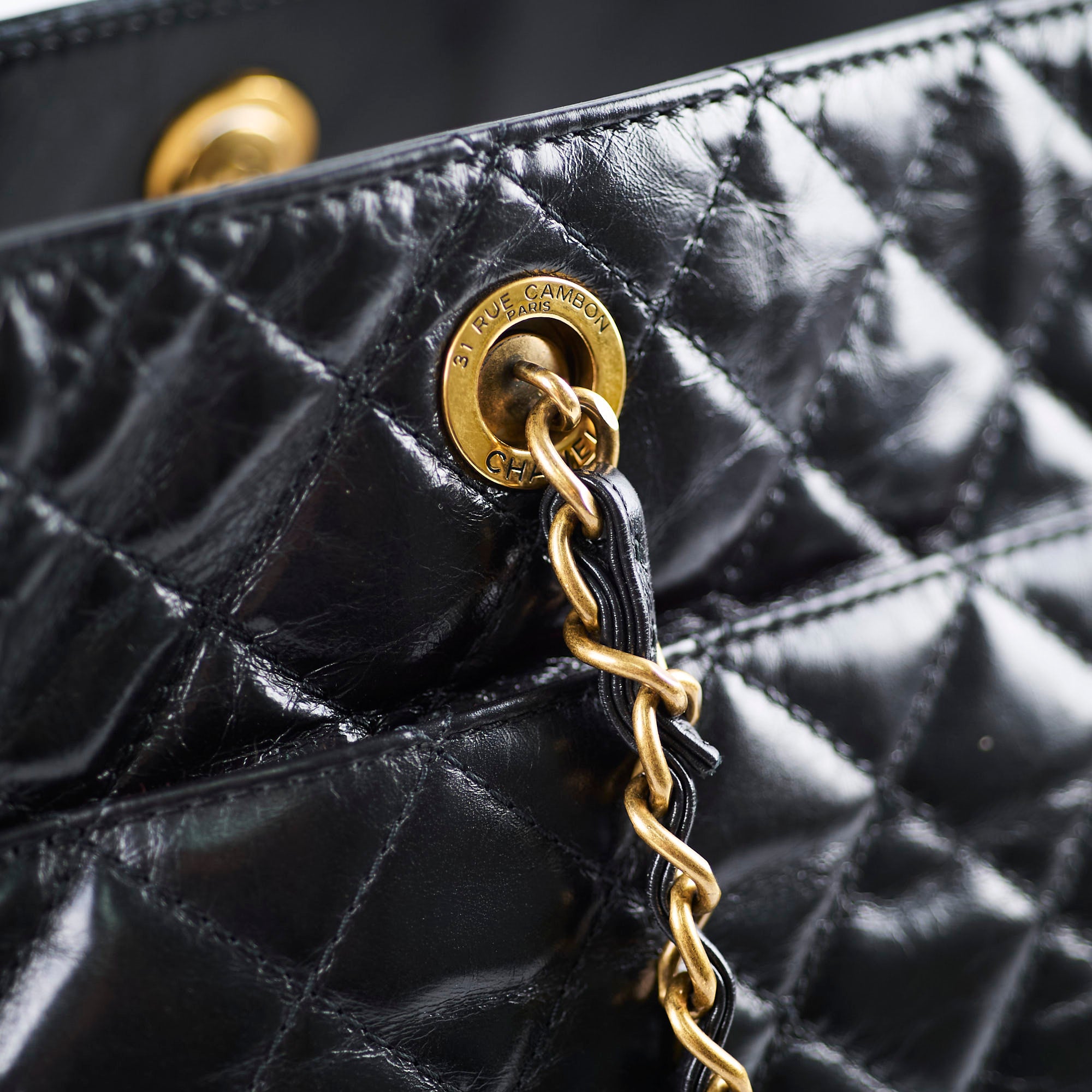 Chanel Black Shiny Calfskin Large Front Pocket Tote Bag - Luxury Designer Handbag for Women, Perfect for Work, Travel & Everyday Use