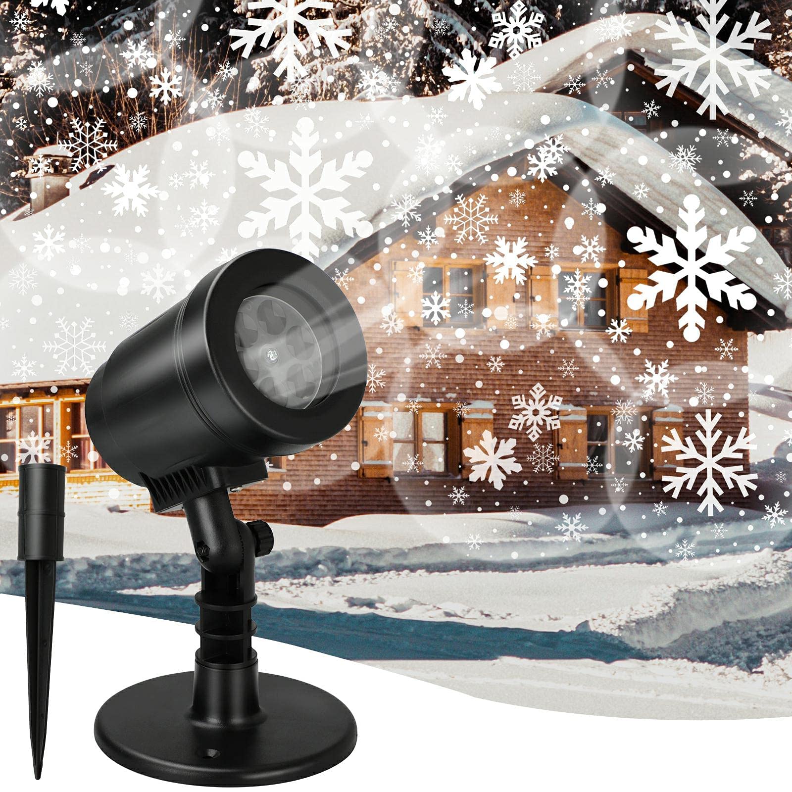 Christmas Snowflake Projector Lights Outdoor - Waterproof LED Holiday Light Projector for Yard, Window, Wall Decoration - Indoor & Outdoor Use for Xmas Party, Home Decor, Winter Festival