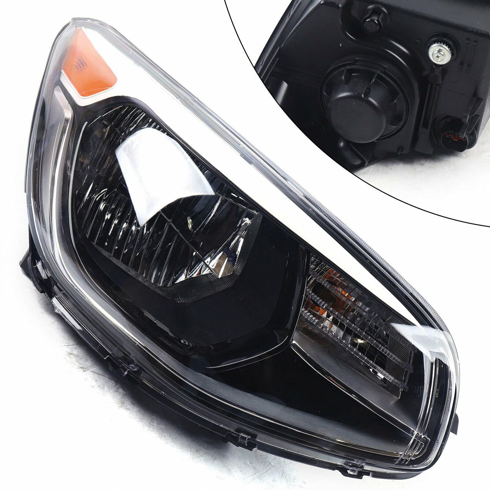 Kia Soul Headlights Pair Set - Clear Lens Halogen Projector Headlamp Assembly Compatible with 2014-2019 Kia Soul (Driver & Passenger Side) | Perfect for Night Driving & Foggy Conditions