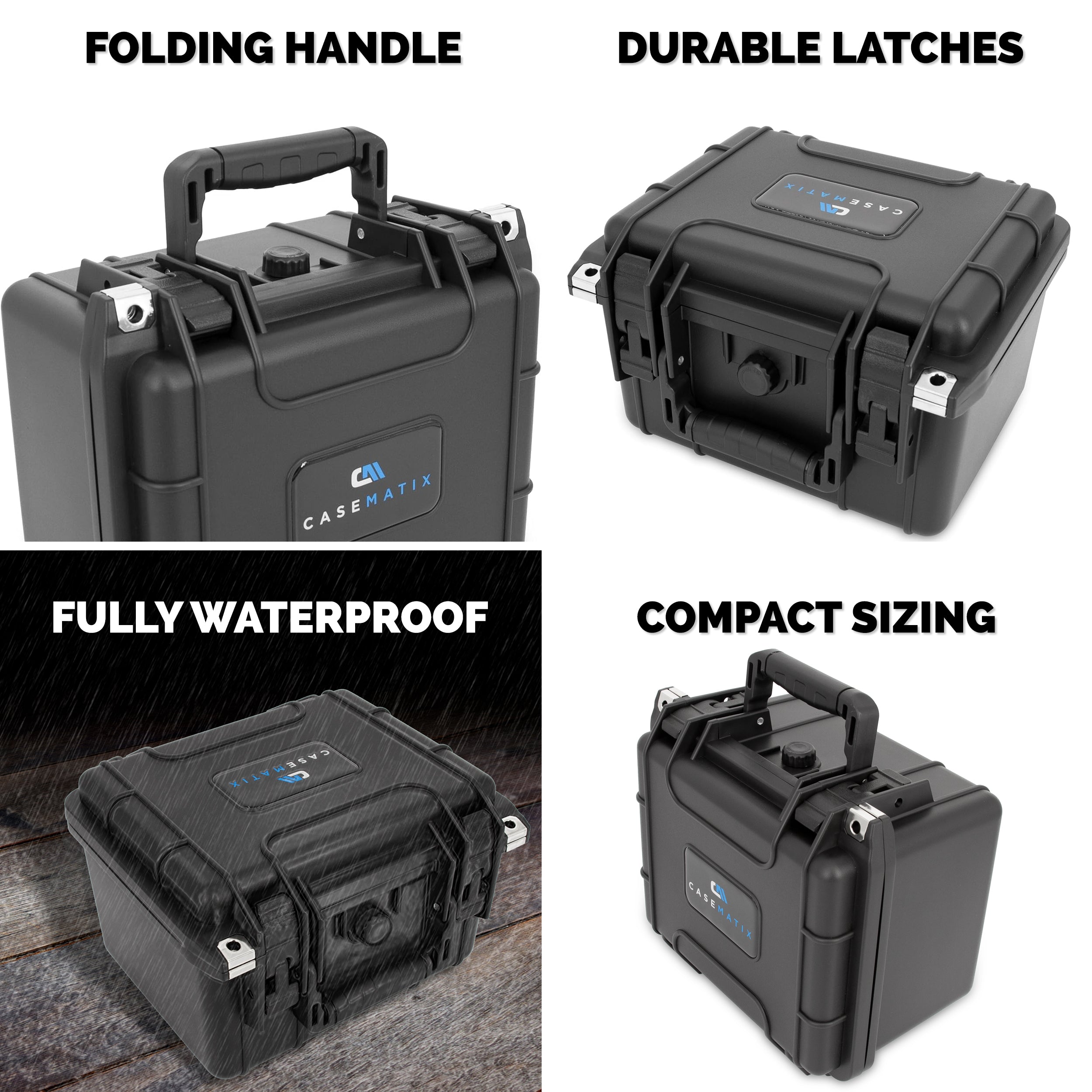 CASEMATIX Waterproof 5x7 Photo Storage Case - Holds 80 Cards in Top Loaders & Plastic Sleeves for Postcards, Photos & Collectibles - Perfect for Travel, Home Organization & Card Show Protection