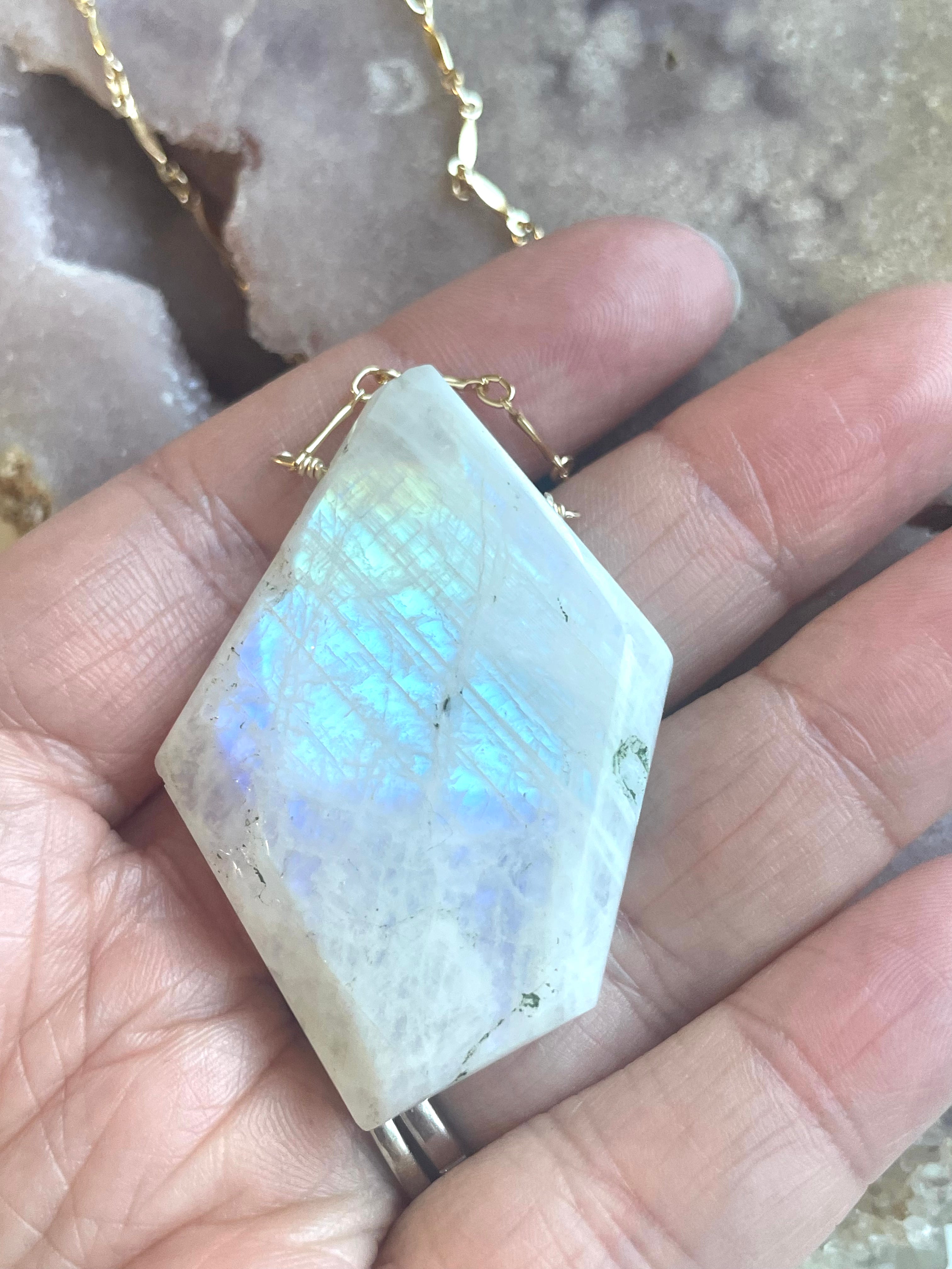Moonstone Pendant Statement Necklace - 14K Gold Filled Boho Jewelry for Women | Perfect for Weddings, Parties & Everyday Wear