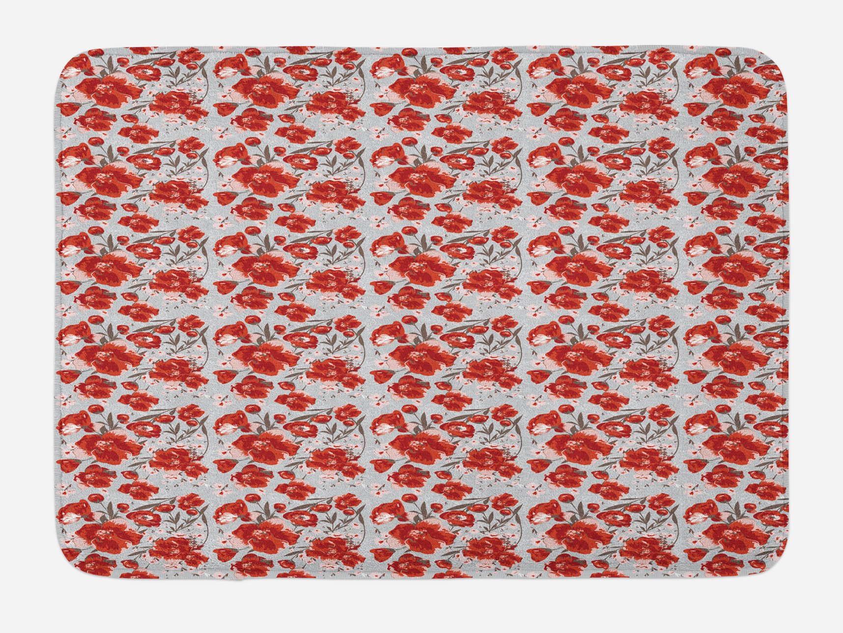 Ambesonne Floral Bath Mat - Non-Slip Plush Bathroom Rug with Romantic Spring Flower Petals & Leaves Pattern, 30.2