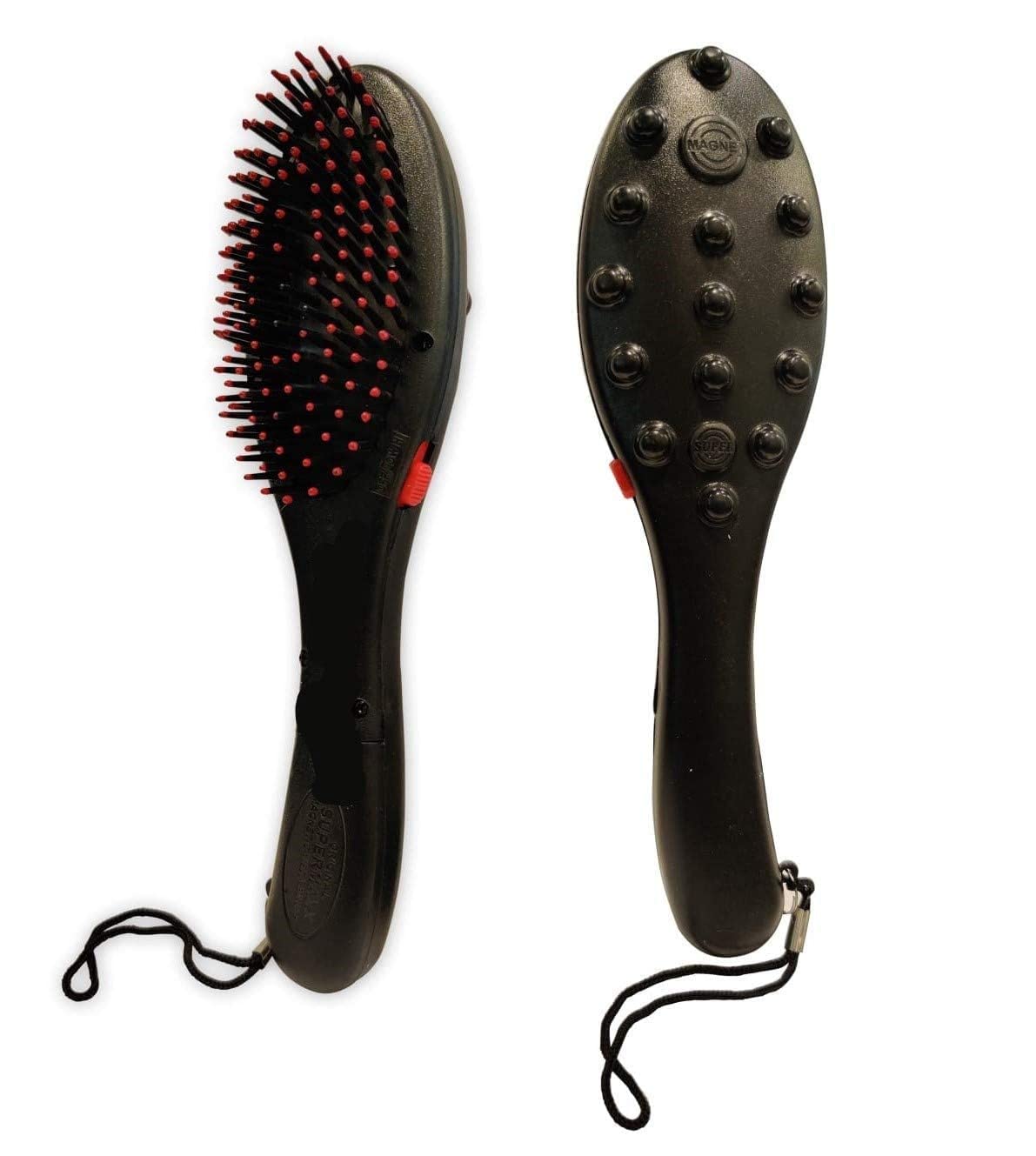Vinban Electric Magnetic Vibrating Massager Hair Brush - 2 Pack Black Scalp Massage Brush for Hair Growth & Blood Circulation, Battery Powered Hair Care Tool for Relaxation & Stress Relief at Home or Salon
