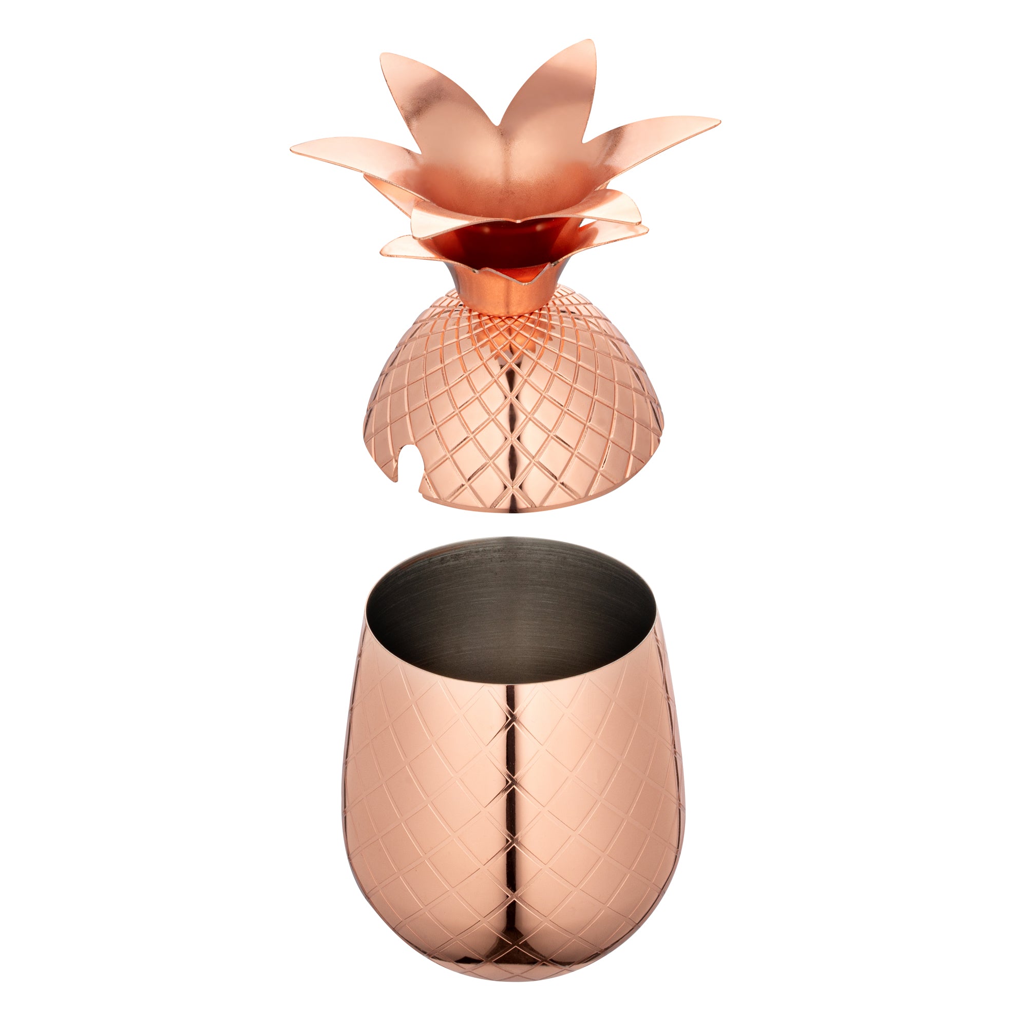 Bar Lux 16 oz Copper Plated Stainless Steel Pineapple Tumbler Cup - Insulated Double Wall Vacuum Flask for Cold & Hot Drinks - Perfect for Beach, Pool, Office & Outdoor Activities (3.5