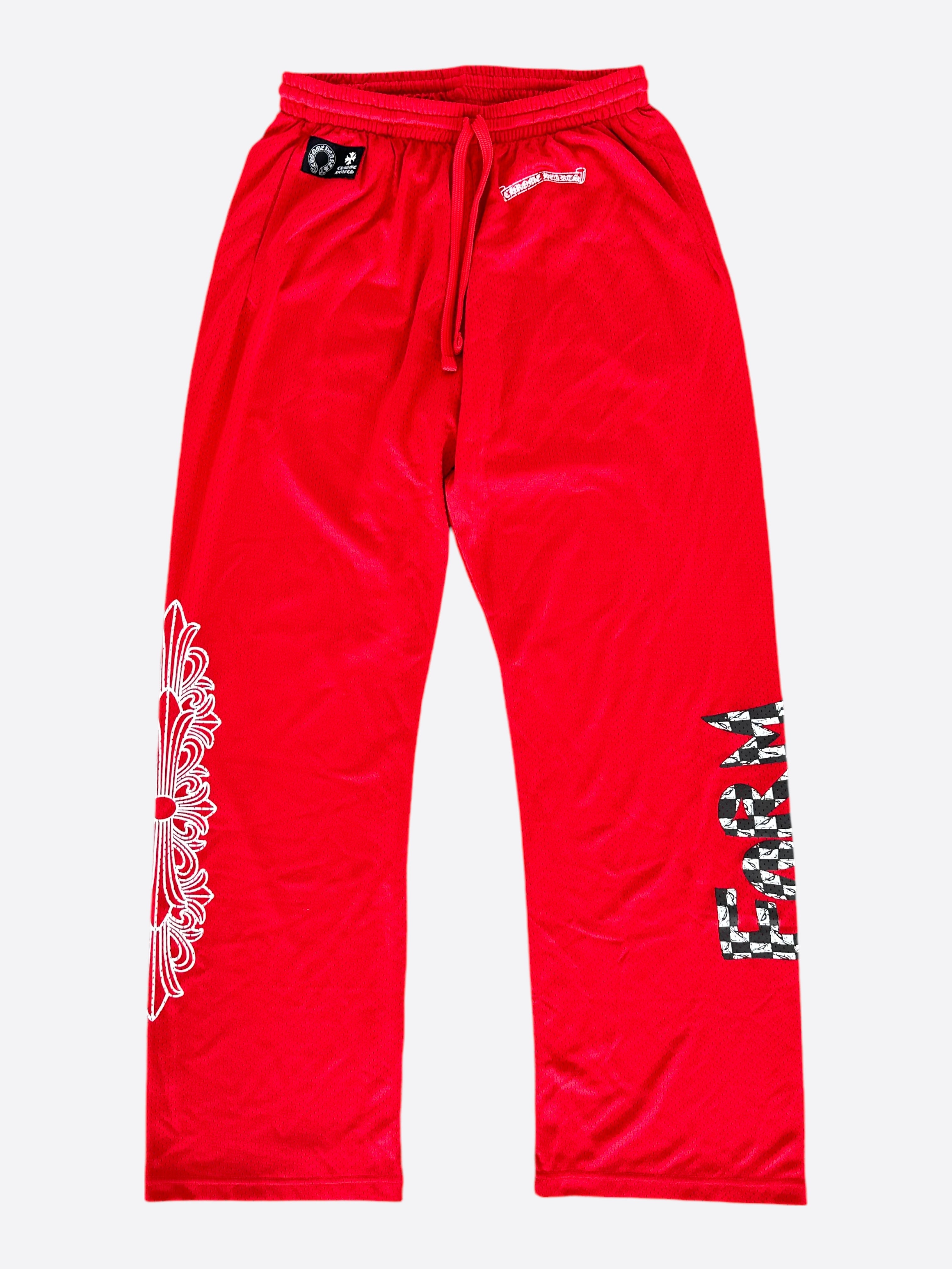 Chrome Hearts Matty Boy Red Mesh Warm-Up Pants for Men - Stylish Streetwear & Gym Workout Joggers for Casual Wear & Athletic Performance