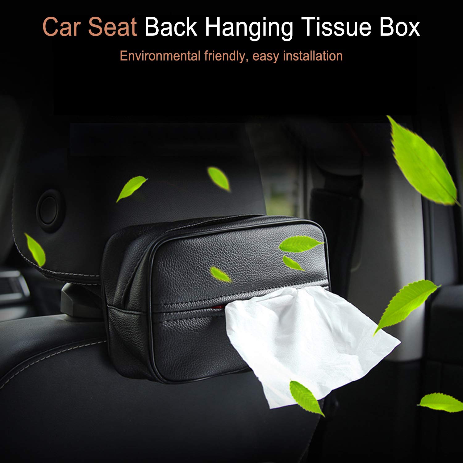 Premium PU Leather Car Tissue Box Holder - Hanging Napkin Organizer for Home, Office, Car & Truck - Durable & Stylish Decorative Accessory for Everyday Use