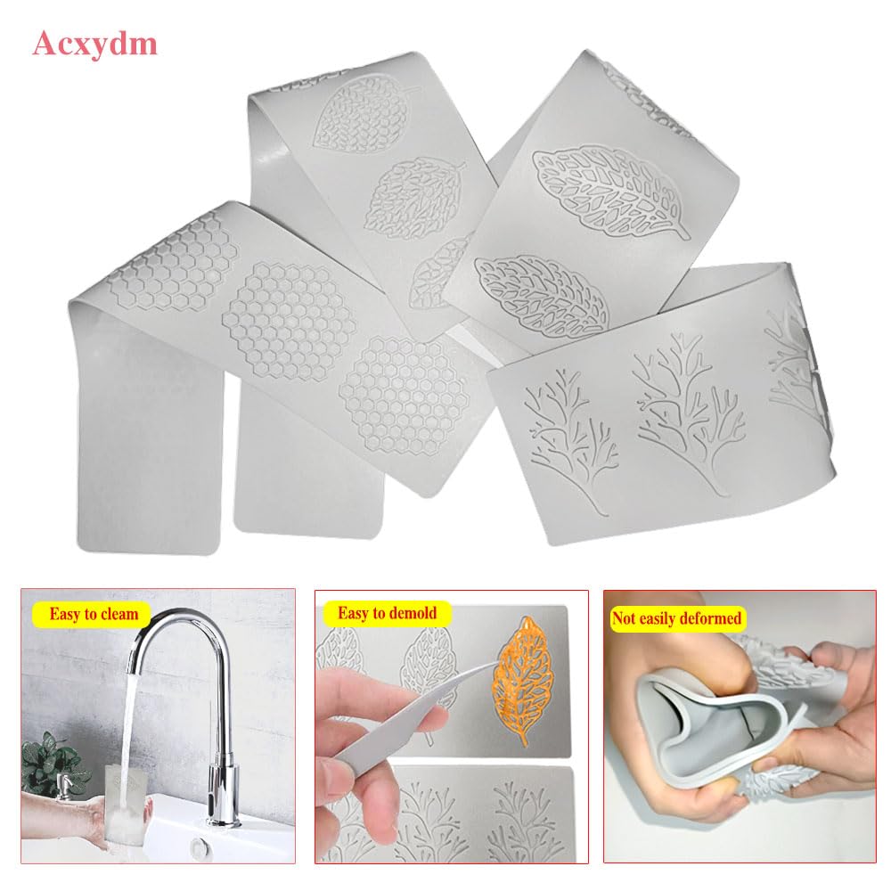 5PCS Silicone Leaf Molds for Baking - Fondant Chocolate Molds Set with 3D Beehive Candy Lace Silicone Molds - Perfect for Sugar Craft, Cupcakes, Cake Decorating, and DIY Dessert Making