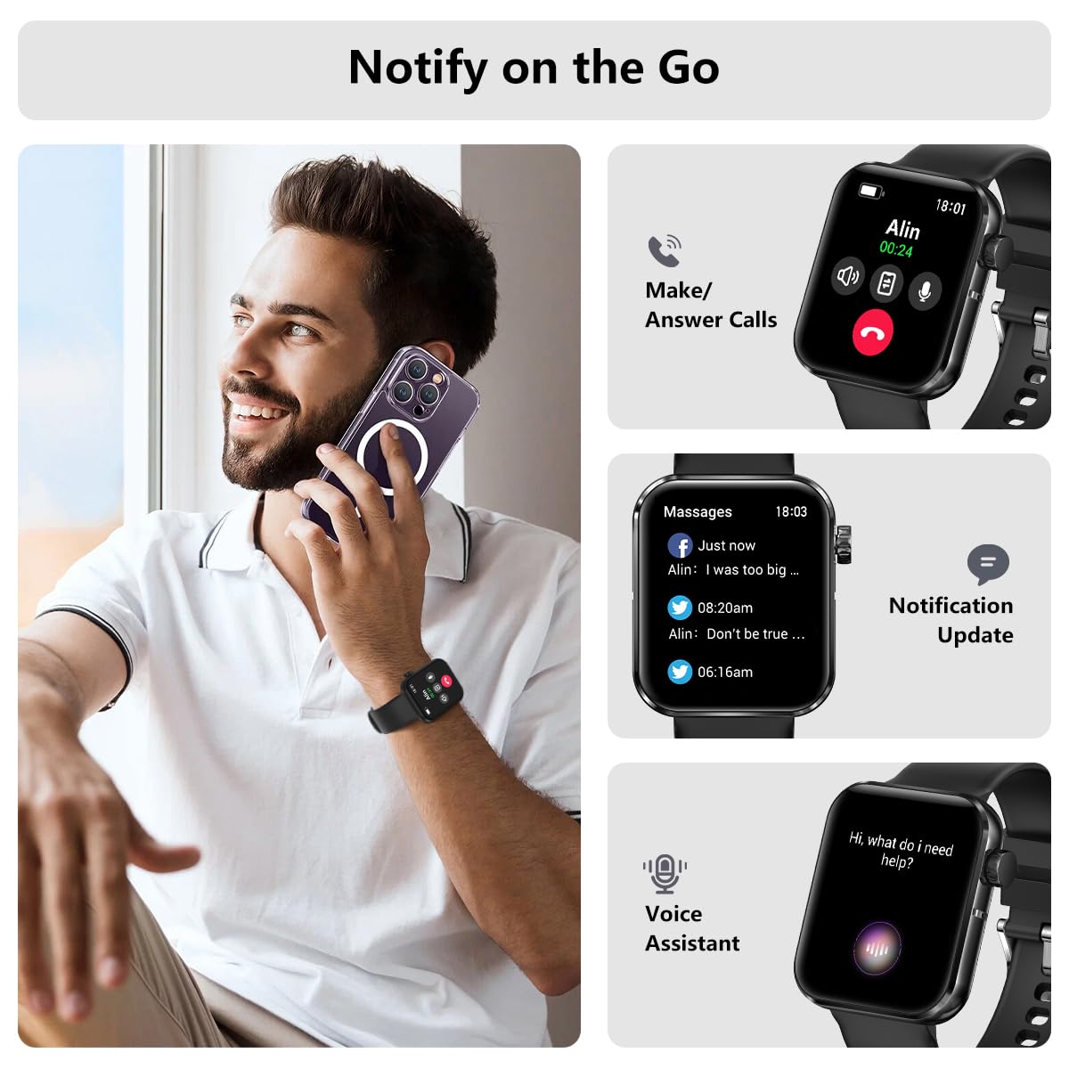 MorePro Smart Watch with Call Function, 1.83
