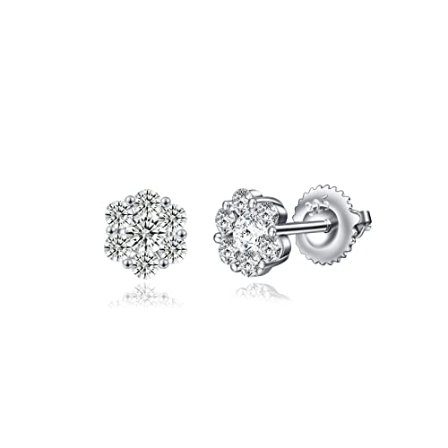 925 Sterling Silver CZ Screw Back Stud Earrings for Women & Men - 6mm Hypoallergenic Cubic Zirconia Earrings - Perfect for Everyday Wear, Gifts & Special Occasions