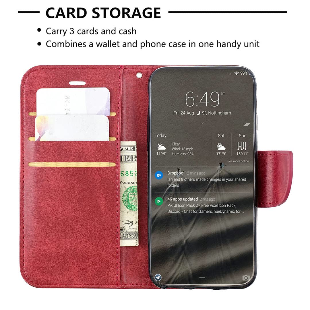 Premium PU Leather Flip Stand Case for Vivo Y3s 2021 - Magnetic Wallet Phone Cover with Kickstand | Perfect for Hands-Free Viewing, Secure Card Storage & Everyday Protection (Compatible with YZW-Hong Model)