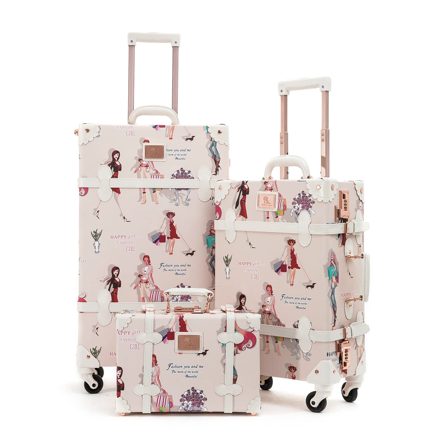 Vintage 3-Piece Luggage Set with Wheels for Women - 26