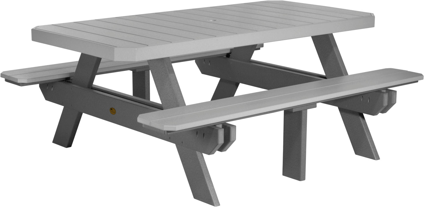 LuxCraft 6-Foot Rectangular Picnic Table - Outdoor Dining & Backyard Furniture for Patio, Garden, and Park Gatherings