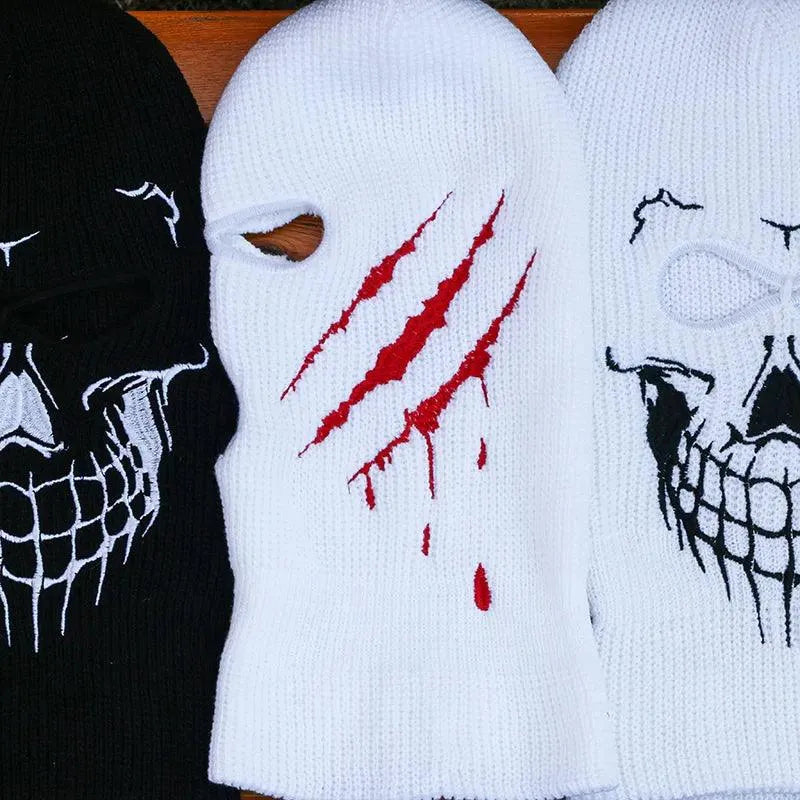Skull Embroidery Balaclava Mask - Winter Ski Motorcycle Cycling Hat for Men & Women - Halloween Party Costume Accessory - Warm Face Cover for Outdoor Sports & Cold Weather Activities