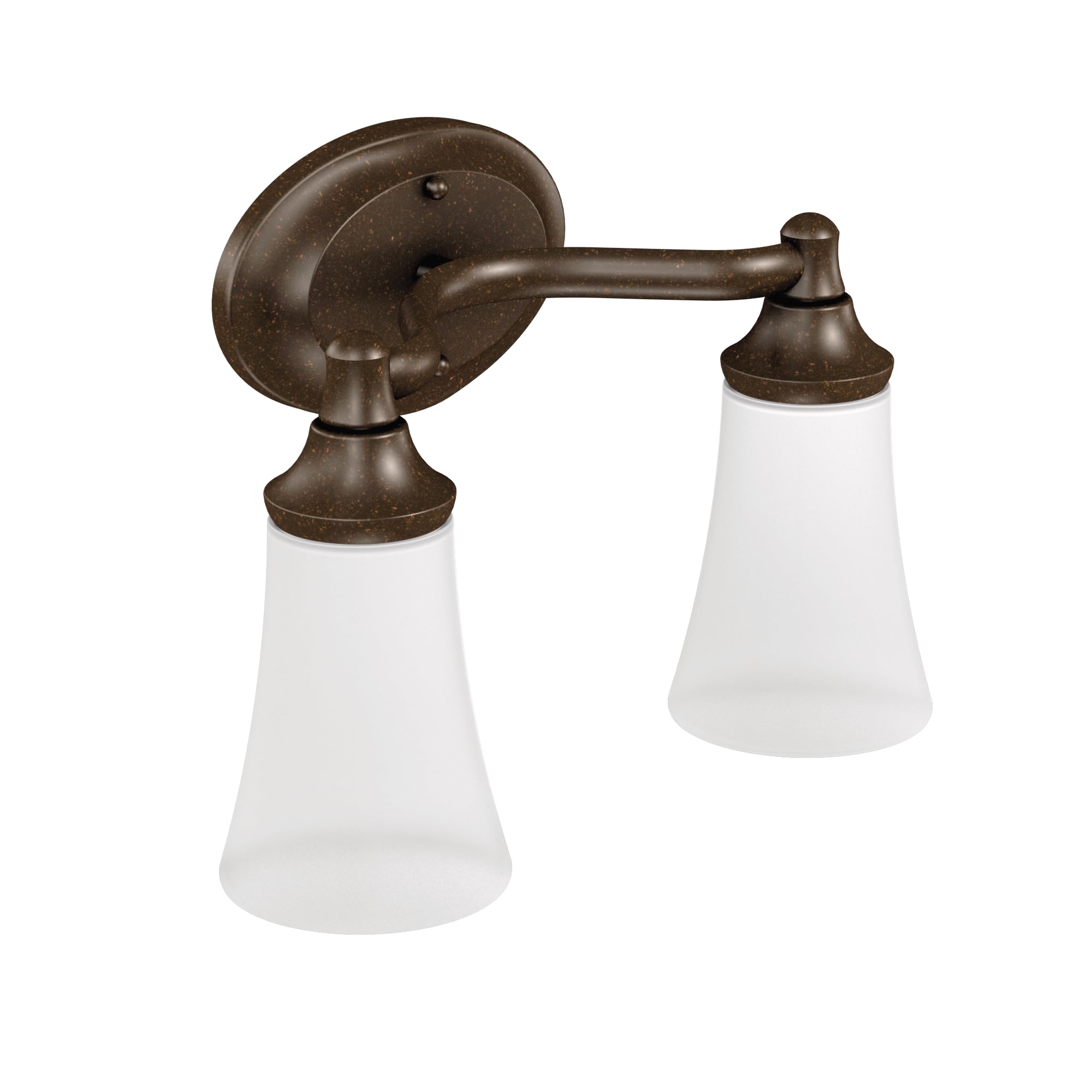 Moen YB2862ORB Eva 2-Light Oil Rubbed Bronze Bathroom Vanity Light Fixture with Frosted Glass - Perfect for Modern Bathrooms & Powder Rooms Lighting