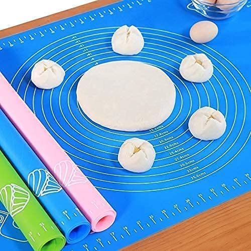 Hriman Large Silicone Fondant Rolling Mat with Measurements - Non-Stick Stretchable Baking Sheet for Roti, Chapati, Cake, Dough Kneading - Perfect for Home Baking & Cooking