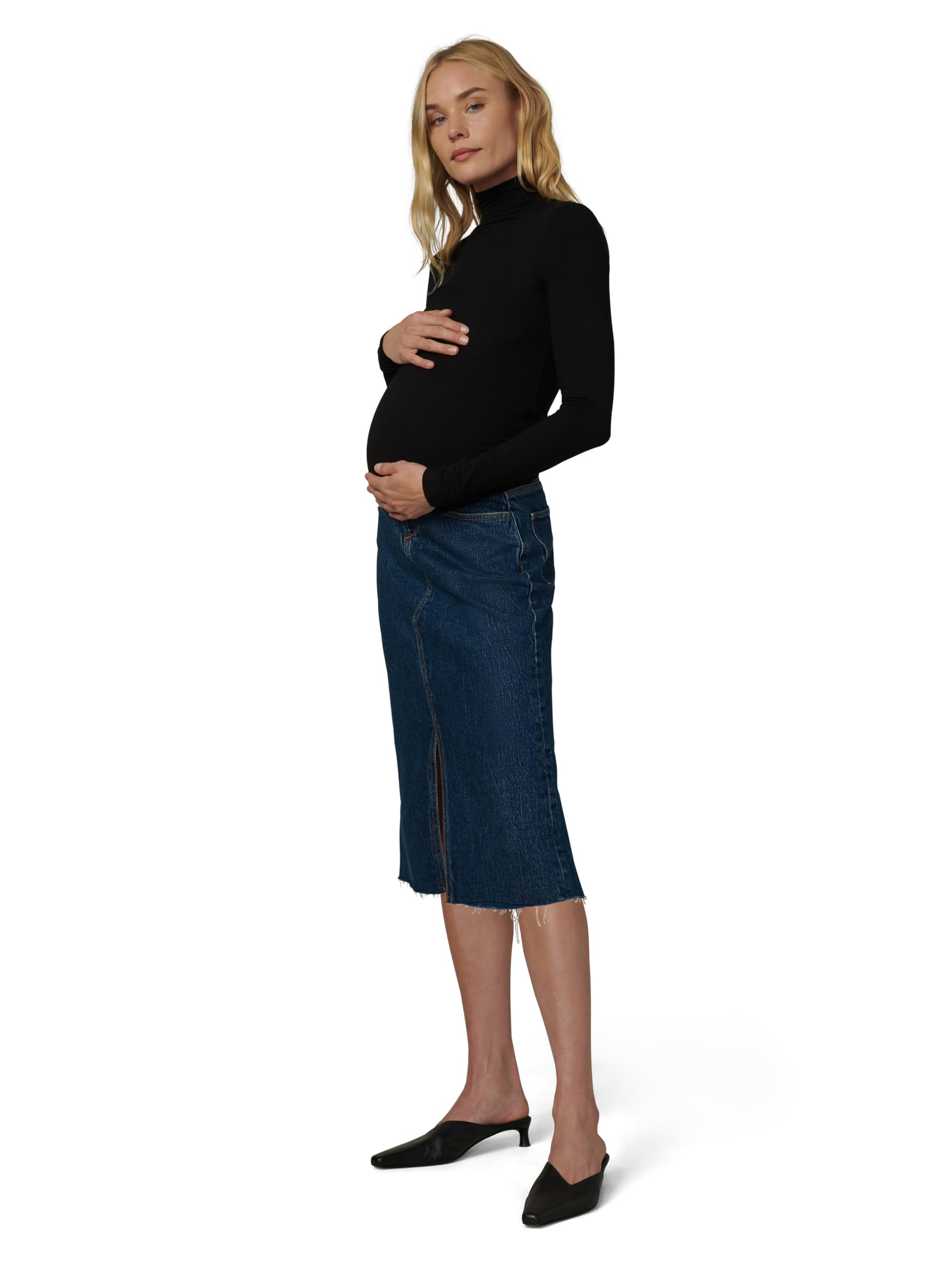 Joe's Women's The Joplin Maternity Denim Knee Length Skirt - Comfortable Stretch Denim Skirt for Pregnant Women, Perfect for Casual Wear, Office & Maternity Photos
