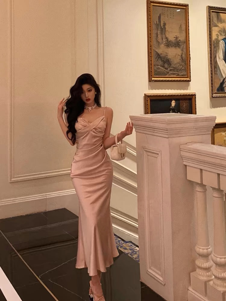 Elegant Mermaid Pink Satin Long Prom Dress for Formal Party & Evening Gown - J3270 | Perfect for Homecoming, Wedding Guest, Quinceañera & Special Occasions