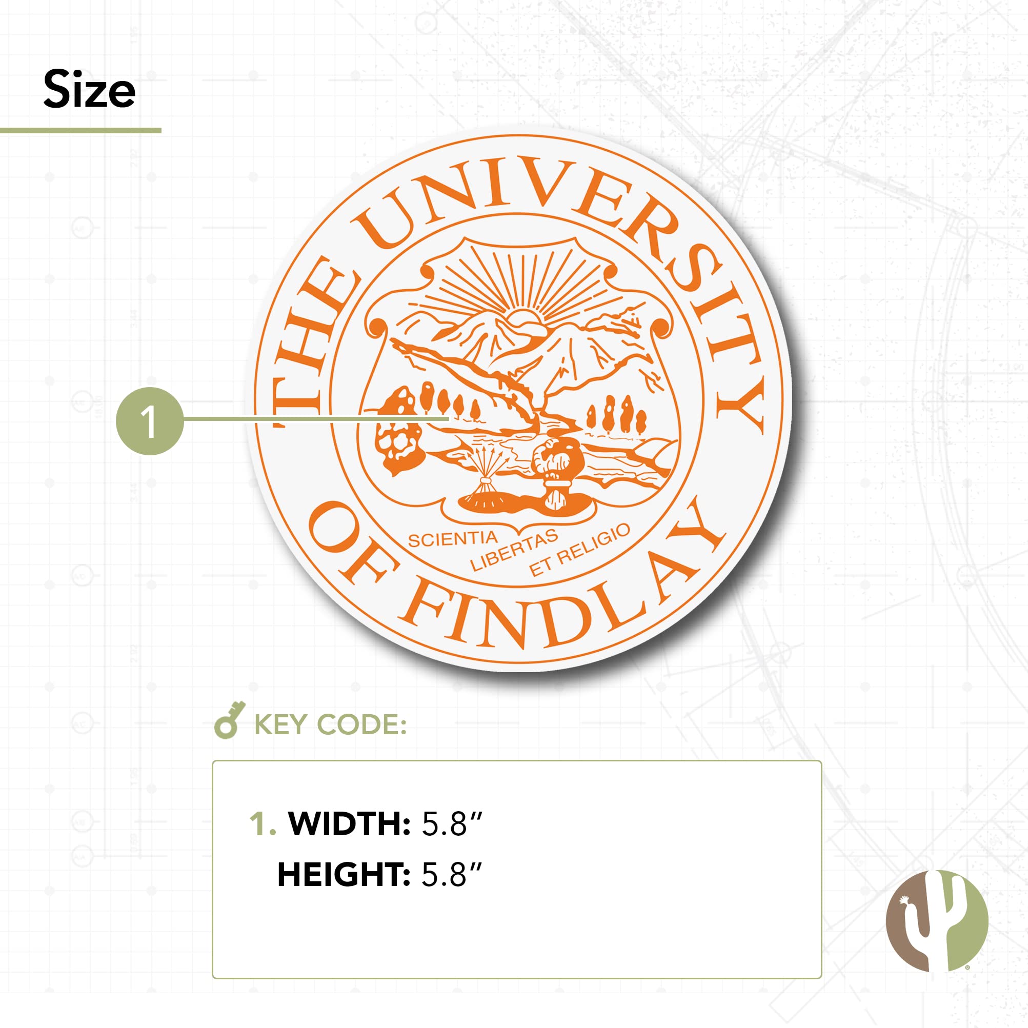 University of Findlay UF Oilers Desert Cactus Vinyl Decal Sticker - Waterproof for Laptop, Water Bottle, Car, Scrapbook - Perfect for College Students, Alumni, Sports Fans (IND 00007)