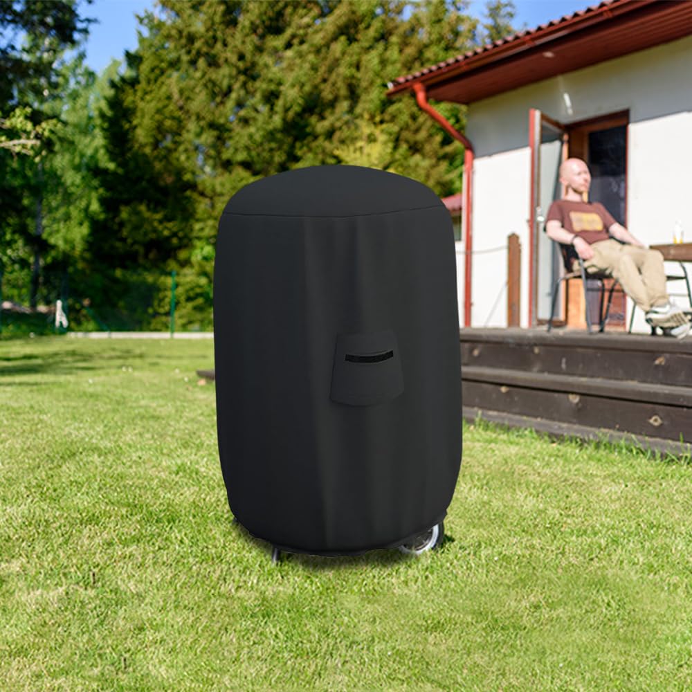 Premium 12 Oz Waterproof BBQ Grill Cover - UV & Weather Resistant Smoker Cover for Dome, Bullet, Barrel, Kettle & Drum Grills (22