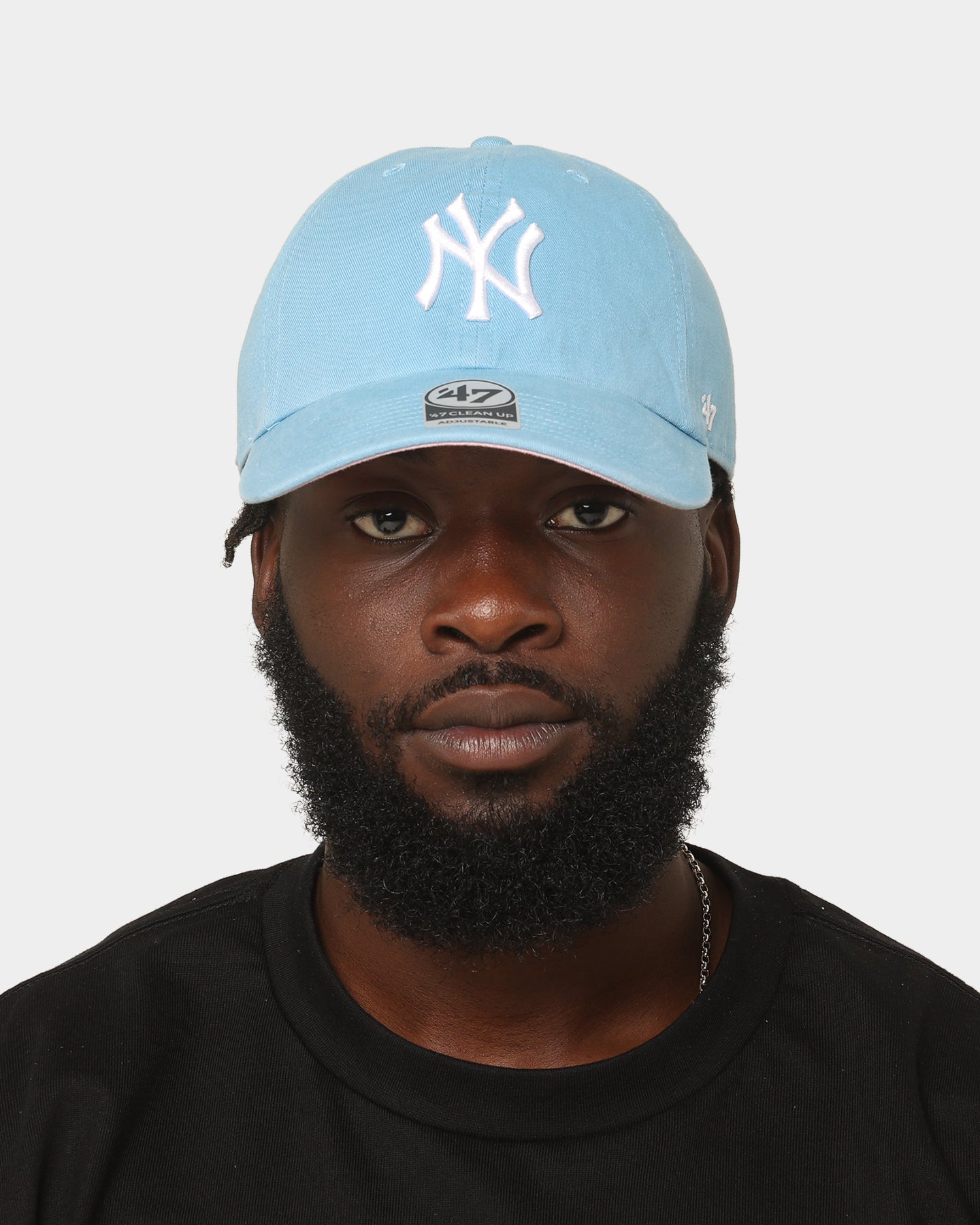 New York Yankees '47 Clean Up Adjustable Strapback Hat - Columbia Blue | Official MLB Baseball Cap for Men & Women | Perfect for Games, Streetwear & Casual Outfits