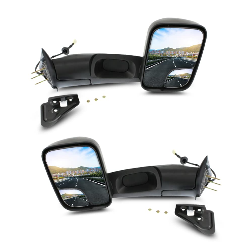 Dodge Ram 1500 2500 3500 Power Towing Mirrors (1998-2001) - Textured Black Set of 2 for Driver & Passenger Side | Auto Parts Manufacturing | Perfect for Towing, Off-Roading & Heavy-Duty Use