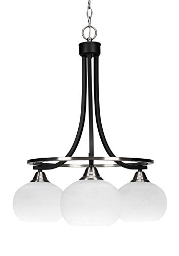 Toltec Lighting Paramount 3-Light Matte Black & Brushed Nickel Chandelier (3413-MBBN-212) - Elegant Dining Room & Entryway Lighting Fixture