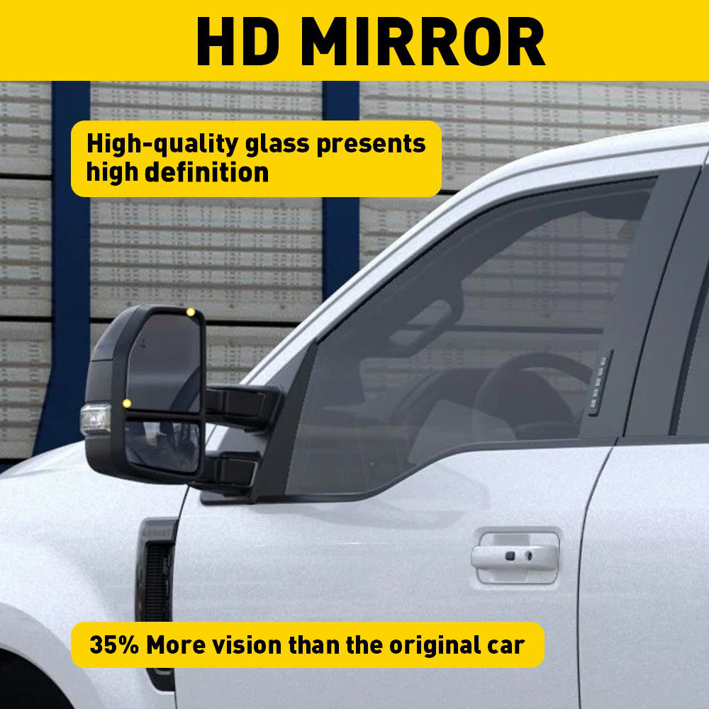 Heated Mirror Glass for 2015-2021 Ford F150 & 2017-2022 Ford F250 F350 F450 F550 Super Duty - Upper & Lower Replacement - Defrost Fog Prevention for Winter Driving