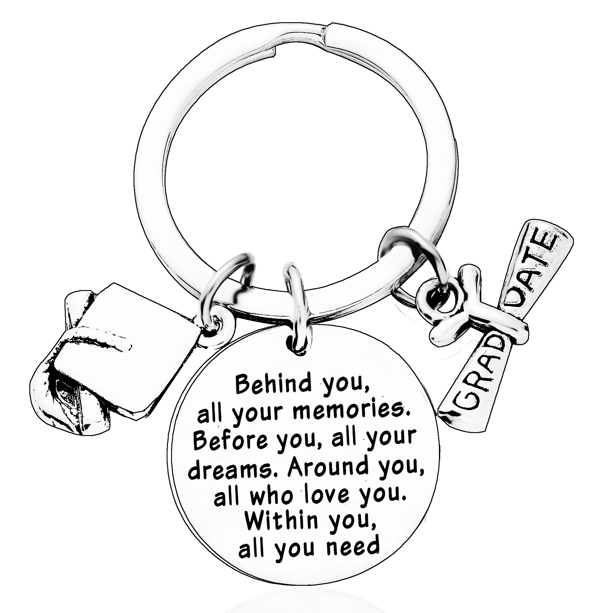 BESPMOSP Graduation Keychain Gift - 'Behind You All Your Memories, Before You All Your Dreams' - Perfect College Graduation Present for Students, Friends & Family - Ideal for Commencement, Yearbooks & Memory Keepsakes