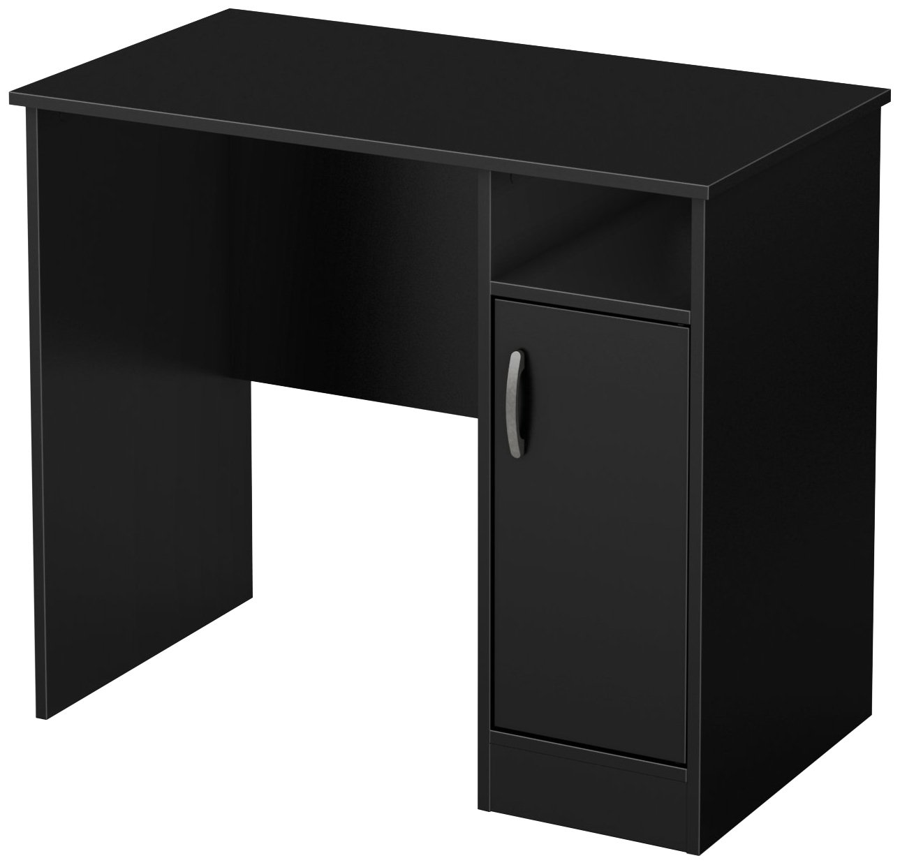 South Shore Small Computer Desk with Storage Door - Pure Black Home Office Desk for Small Spaces | Compact Writing Desk for Study, Work & Gaming