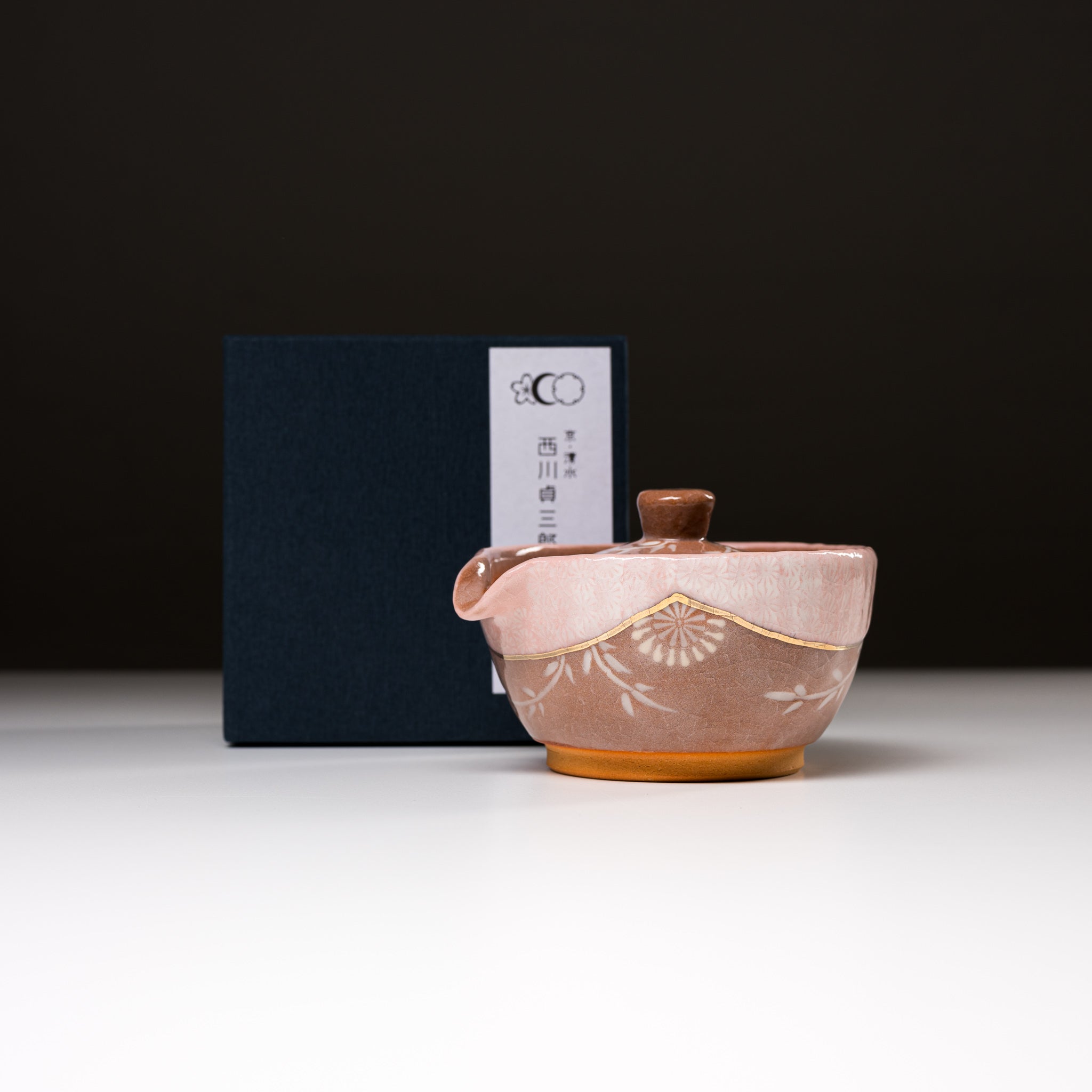 Handmade Kyo Kiyomizu Ware Hohin Teapot - Karakusa Pink Design | Authentic Japanese Ceramic Teapot for Matcha, Sencha & Green Tea Brewing | Perfect Tea Ceremony Gift & Home Decor