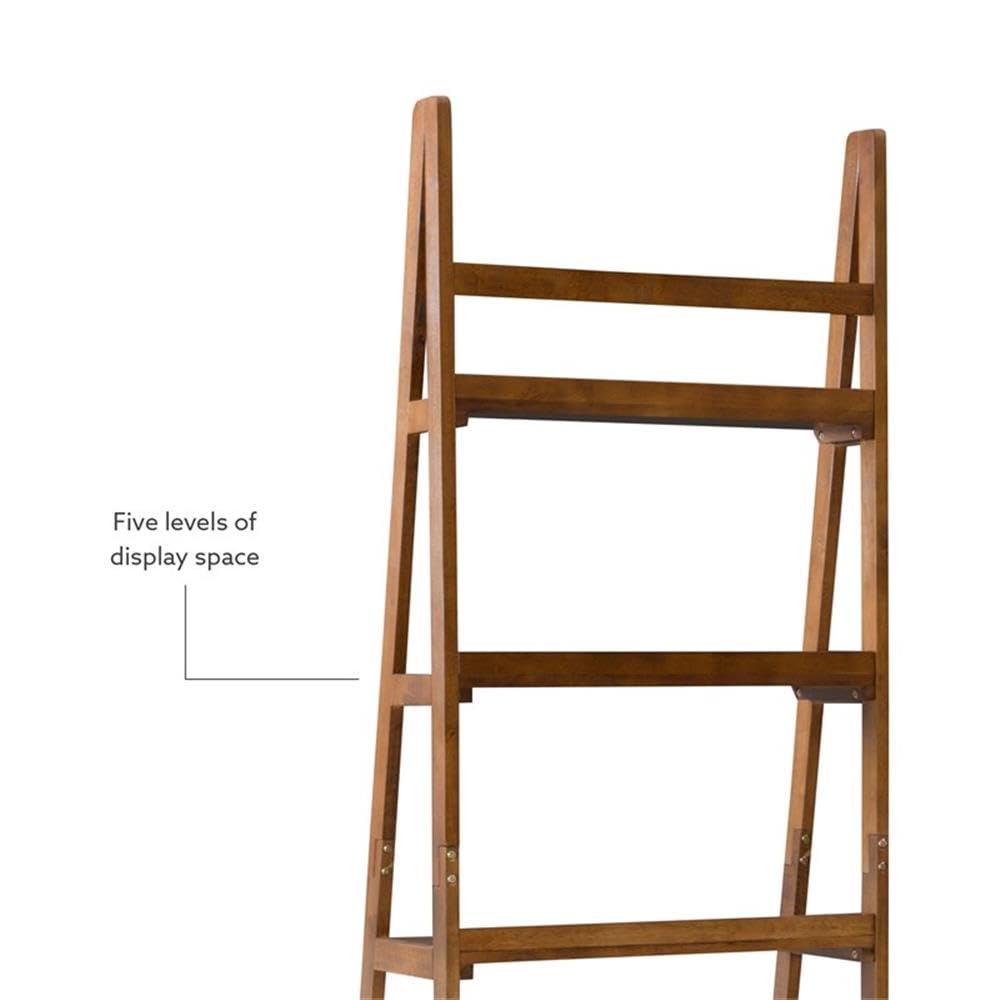Linon Samantha 5-Shelf Wood Bookcase, Brown - Stylish Storage for Books, Decor & Home Office Organization