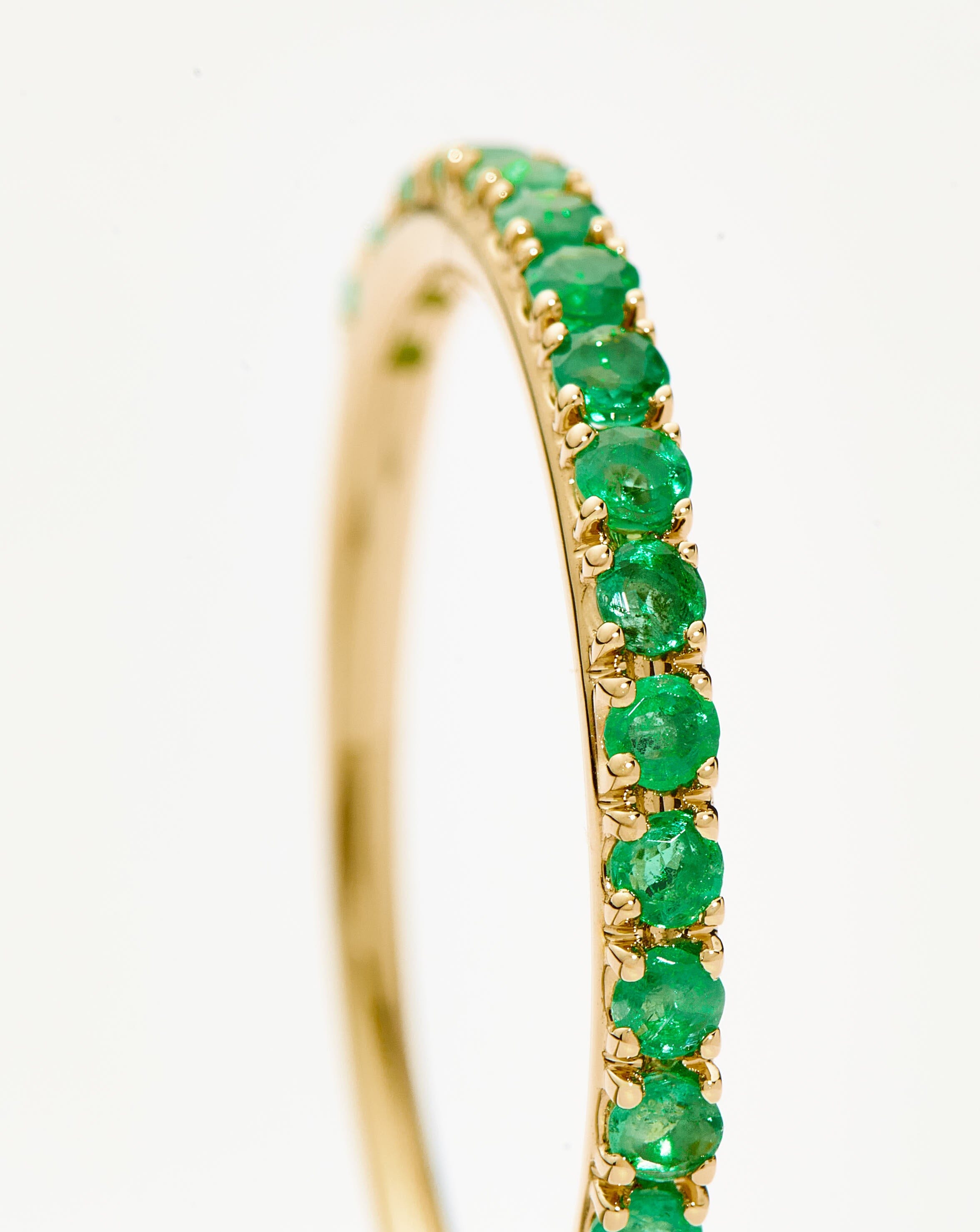 Exquisite 14K Gold Half Emerald Eternity Ring for Women - Elegant Wedding Band, Anniversary Gift & Everyday Jewelry for Special Occasions