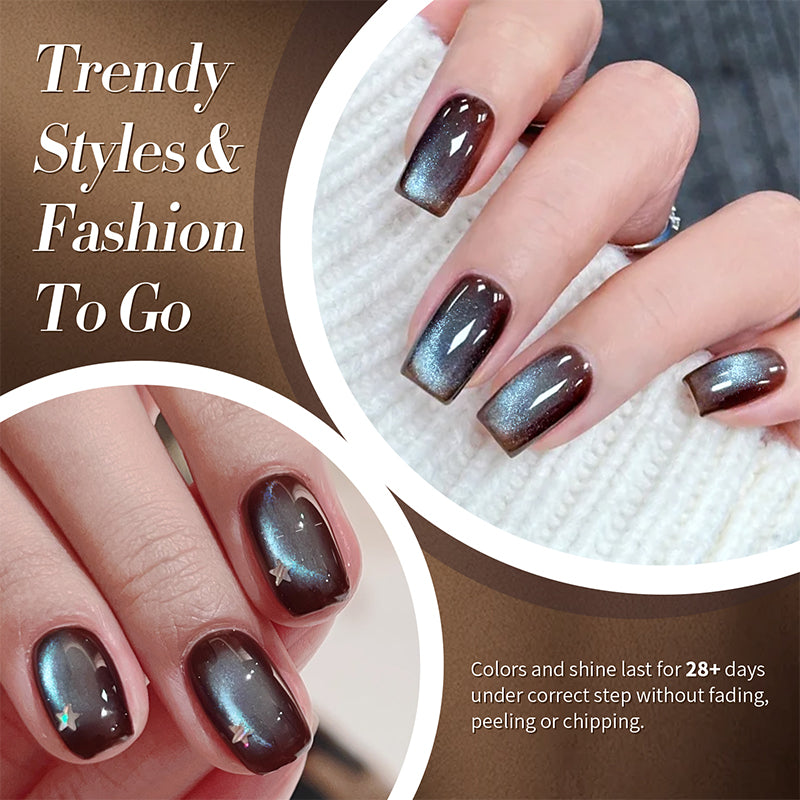 Brown Magnetic Cat Eye Gel Polish - MY247 Mint Chocolate 10ml Nail Art Soak Off UV LED Lamp Curing - Perfect for Salon & Home Manicure