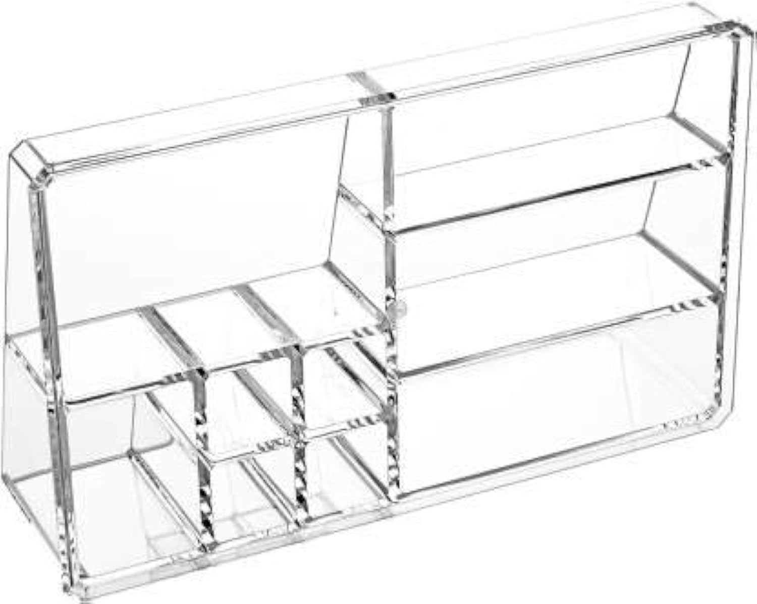 Magnusdeal Clear Acrylic 9-Section Cosmetic & Jewelry Organizer Box - Perfect for Makeup Vanity, Bathroom Counter, and Travel Storage (Transparent)
