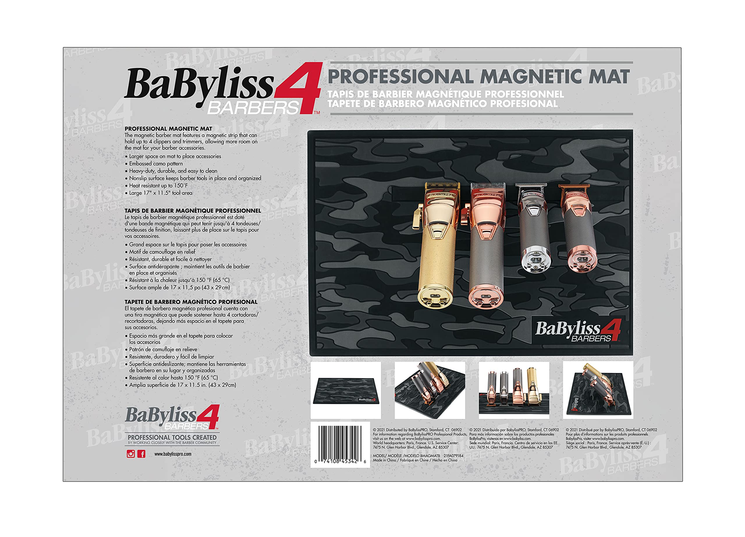 BaBylissPRO Barberology Professional Barber Mat for Hair Cutting & Styling - Non-Slip Salon Floor Mat for Barbershops & Home Use