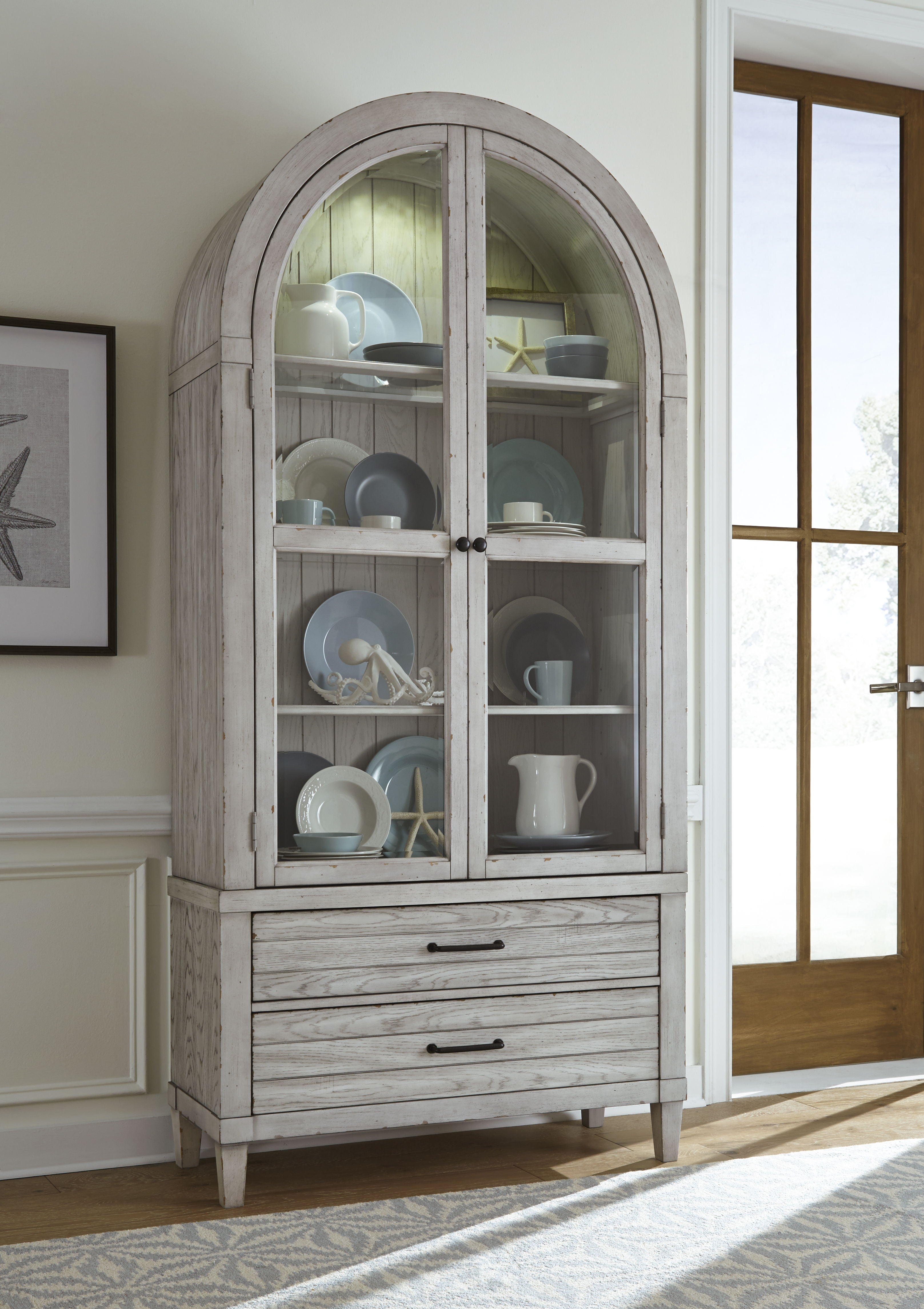 Belhaven Complete Display Cabinet - Pearl Silver Finish for Home Decor, Jewelry & Collectibles Showcase - Perfect for Living Room, Bedroom, or Office Display
