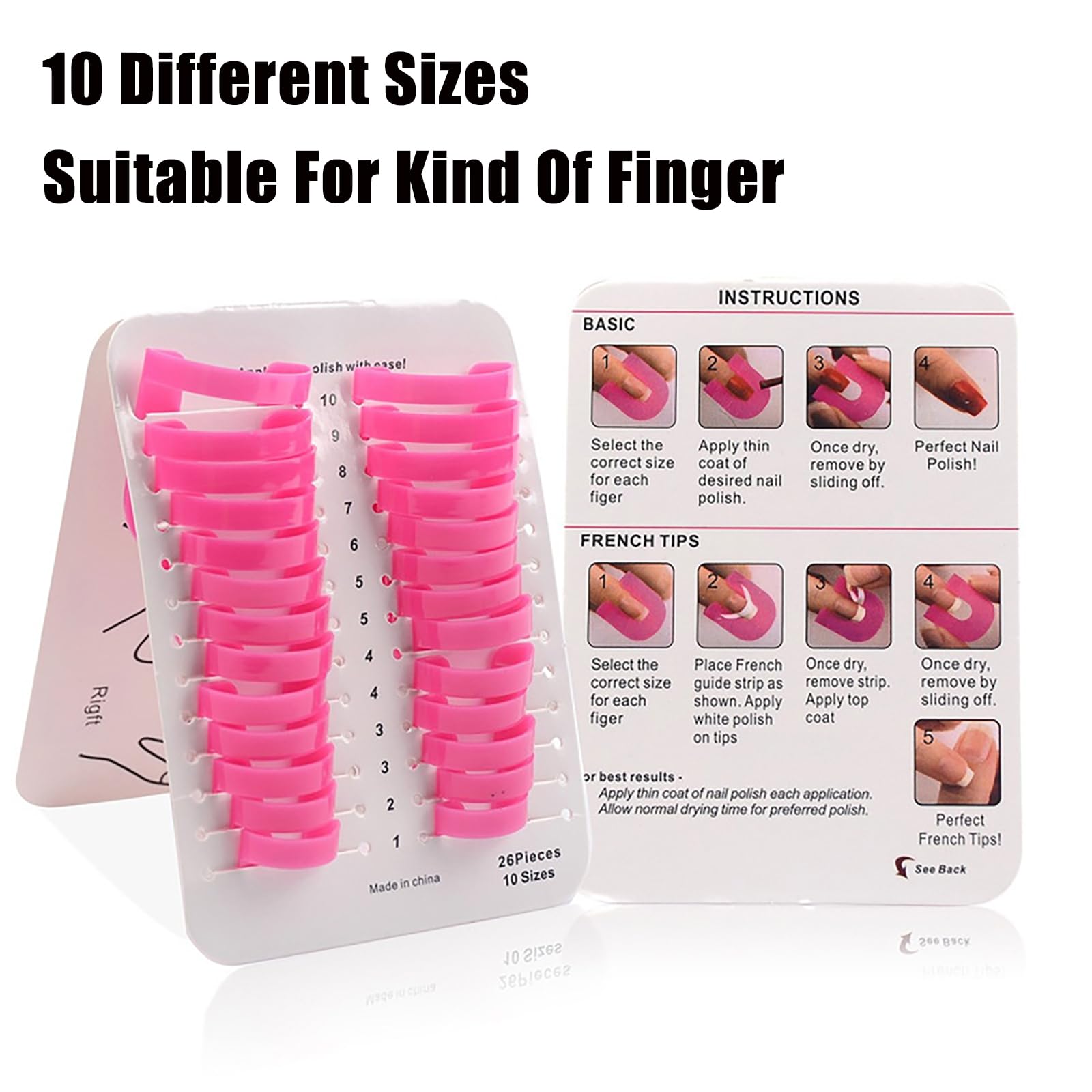 26PCS Reusable Nail Polish Protector Guards - 10 Sizes Soft Plastic Finger Shields for Cuticle Protection | Spill-Proof Manicure Tools for French Stamping & Nail Art | Perfect for Home Salon & DIY Manicures