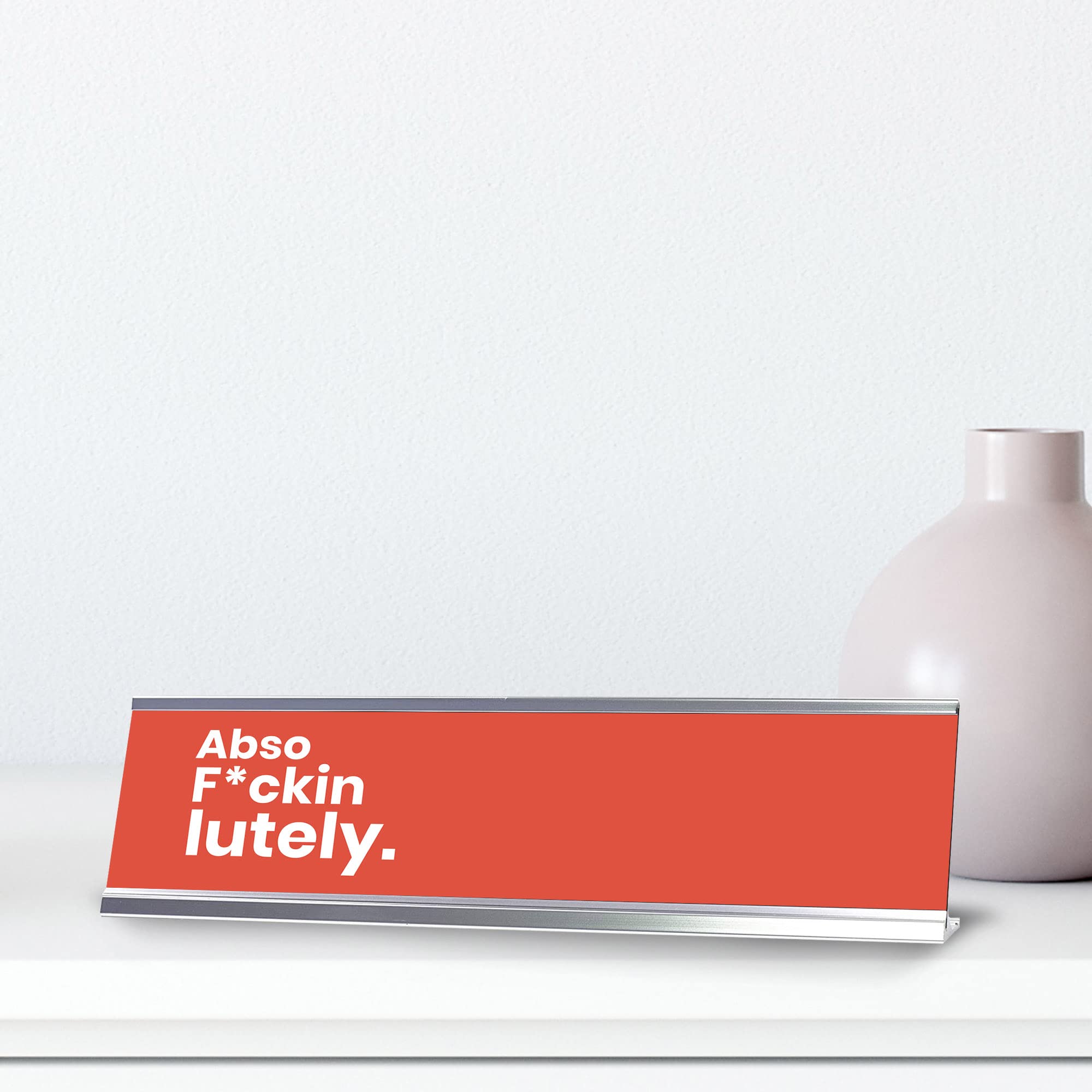 Red and Silver 2x8 Inch Desk Sign - Funny Office Decor for Motivation, Workstations, and Gifts