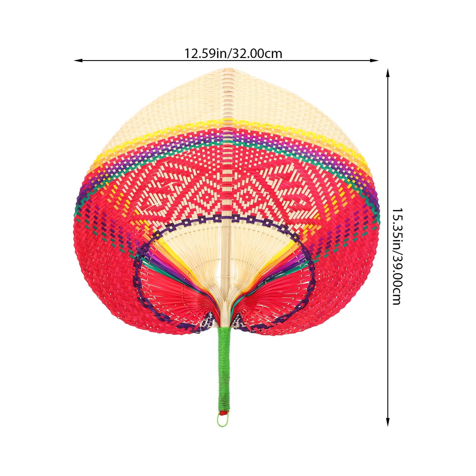 Natural Handwoven Cattail Cooling Fan - Eco-Friendly Bamboo Woven Pu Fan for Summer, Outdoor & Home Decor - Peach Shape Decorative Fan for Patio, Beach, and Indoor Cooling
