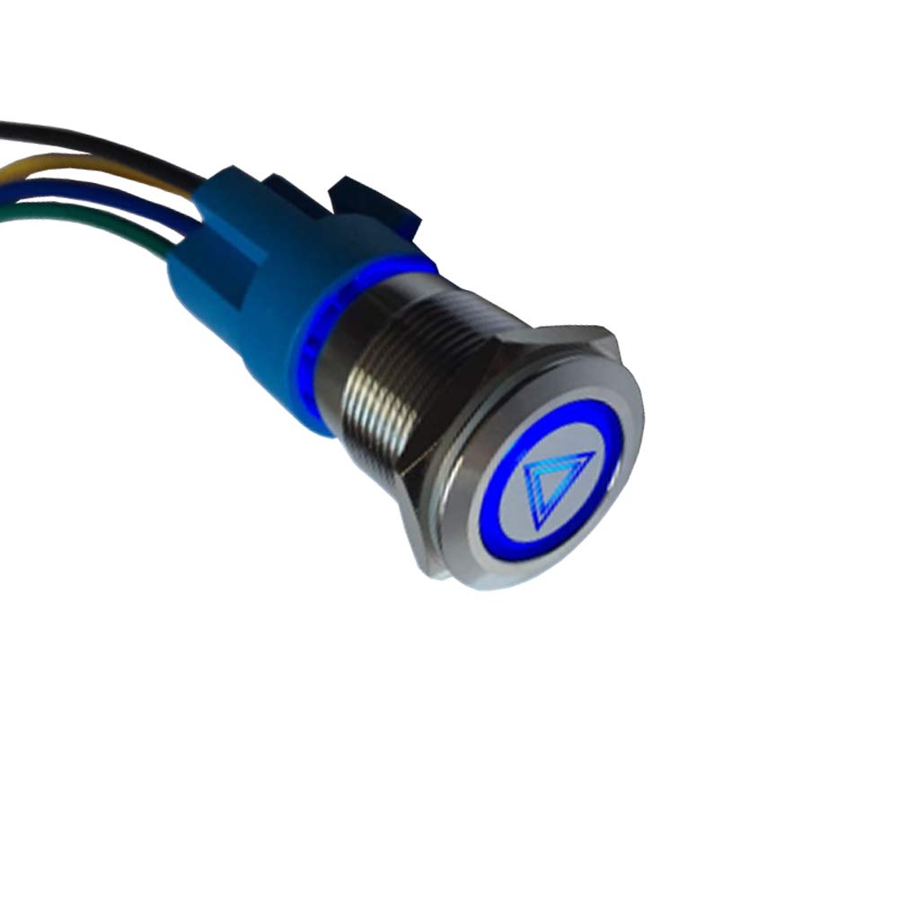 ESUPPORT 12V Blue LED Emergency Hazard Warning Toggle Switch - 19mm Metal Push Button for Car & Vehicle Safety Lights - Perfect for Emergency Vehicles, Off-Road Trucks & DIY Auto Projects
