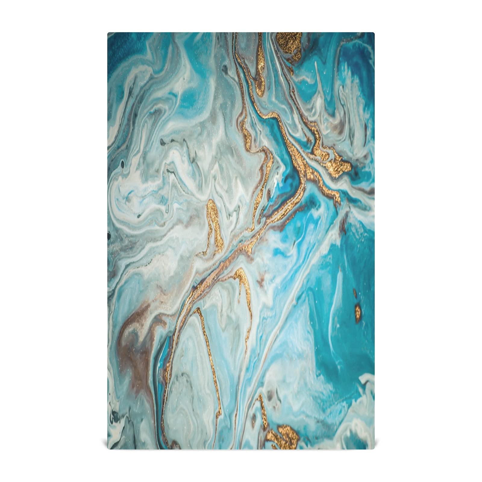 Premium Golden & Turquoise Marble Print Kitchen Towels - Ultra Absorbent Dish Drying Cloths, Soft Washable Cleaning Towels for Dishes - Set of 4 (28