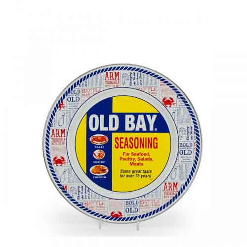 Old Bay Seasoning Enamelware Dinner Plates - Set of 4 (10.5 Inch) - Durable & Stylish for Outdoor Picnics, Camping & Rustic Dining