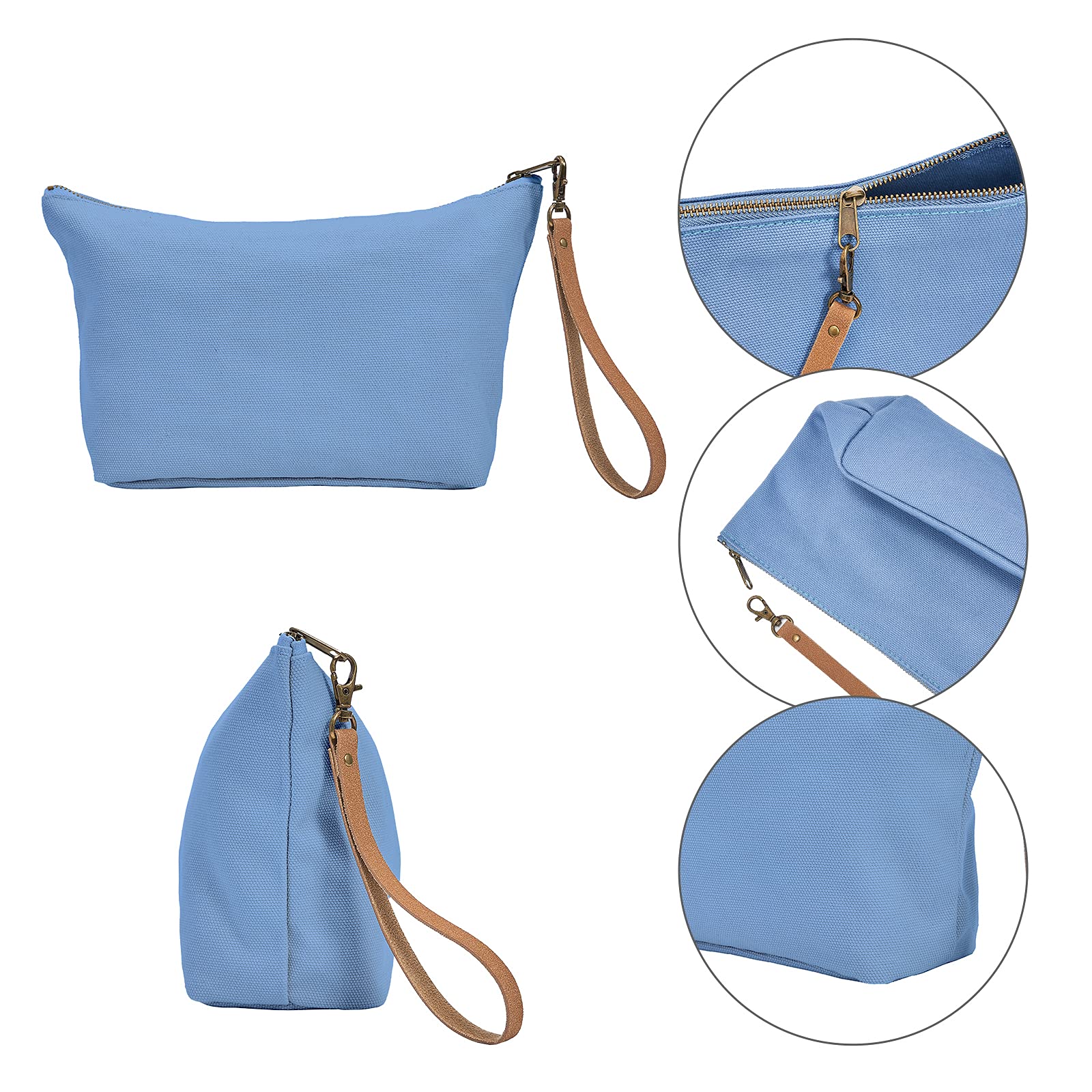 Minimalist Travel Makeup Bag - Waterproof Canvas Cosmetic Organizer with 1 Pocket for Women - Perfect for Airplane Carry-On, Gym Essentials & Daily Beauty Storage