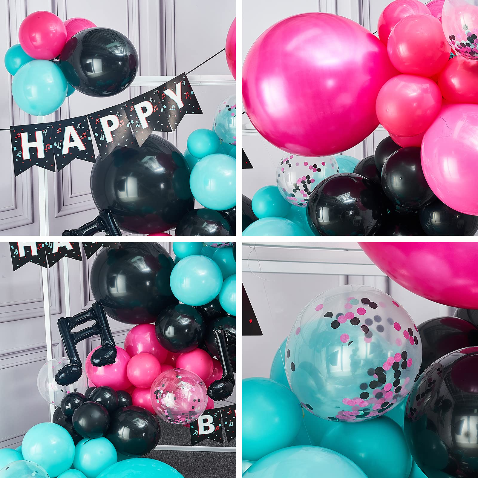 TikTok Birthday Party Decorations Kit - 140pcs Party Supplies with Balloon Arch & 4 Music Note Balloons - Happy Birthday Banner for TikTok Themed Party - Perfect for Music Lovers, Social Media Celebrations & Teen Birthday Decor